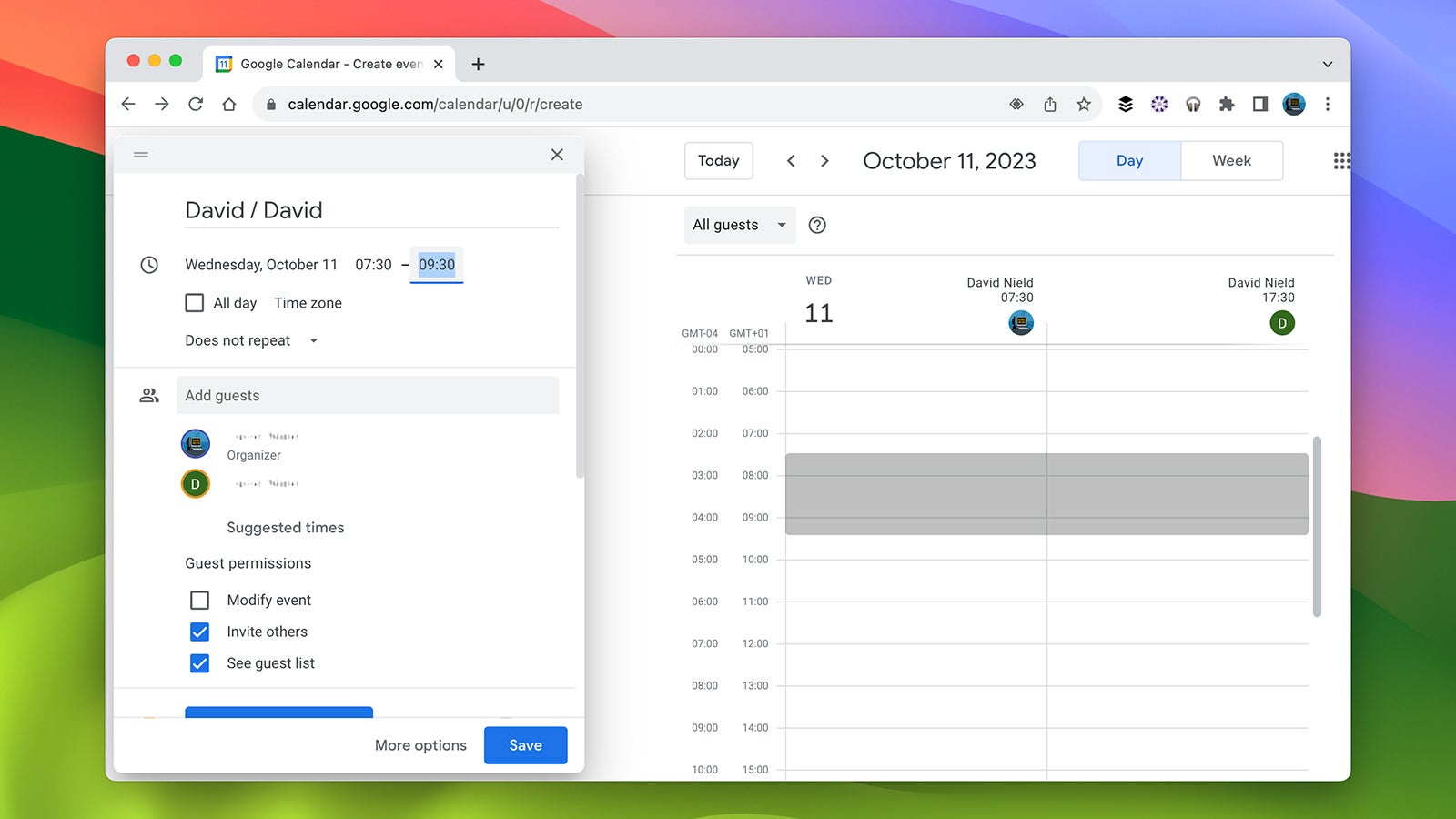 Screenshot: Google Calendar