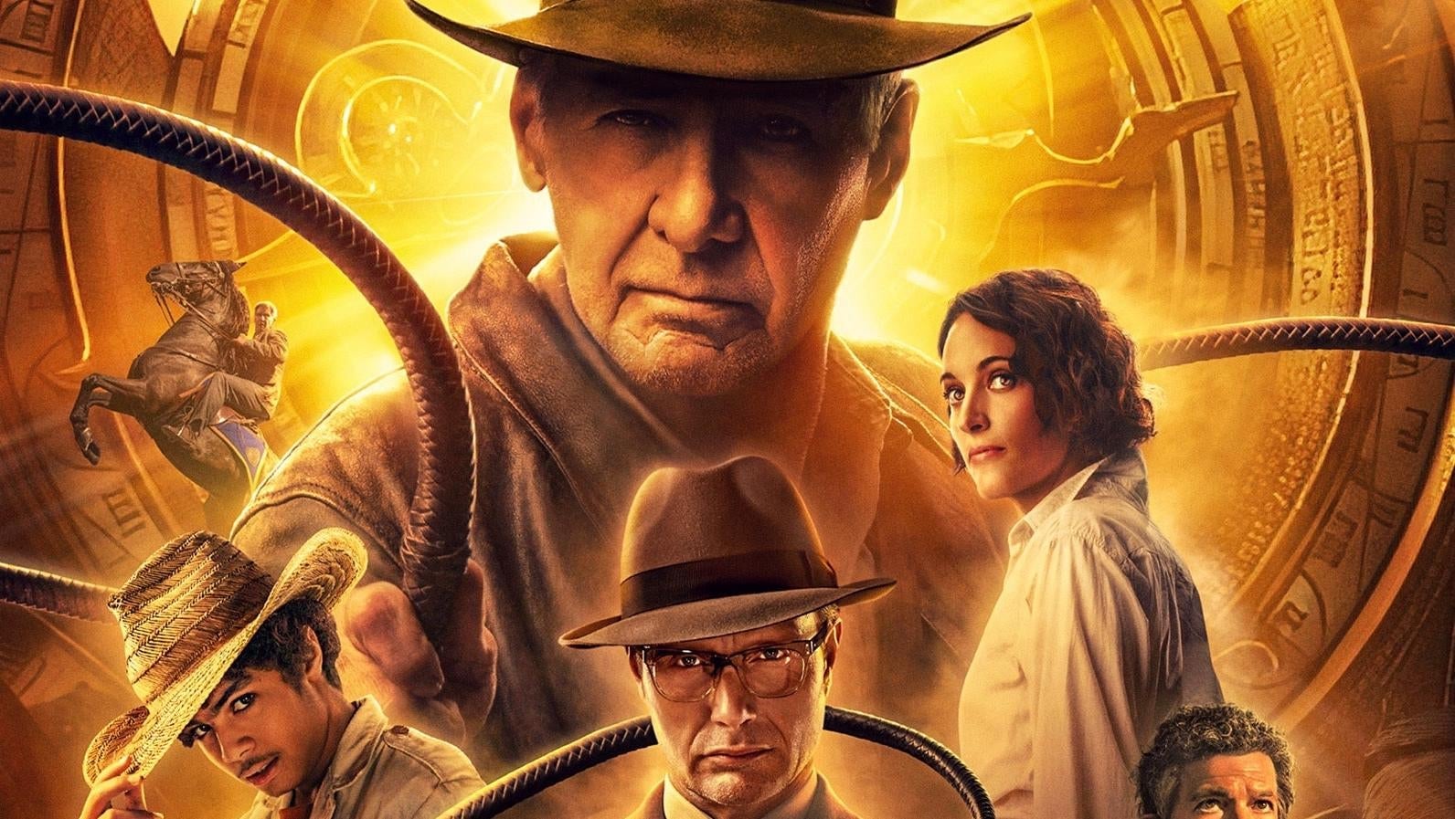 A crop of the main Blu-ray release cover for Indiana Jones and the Dial of Destiny.