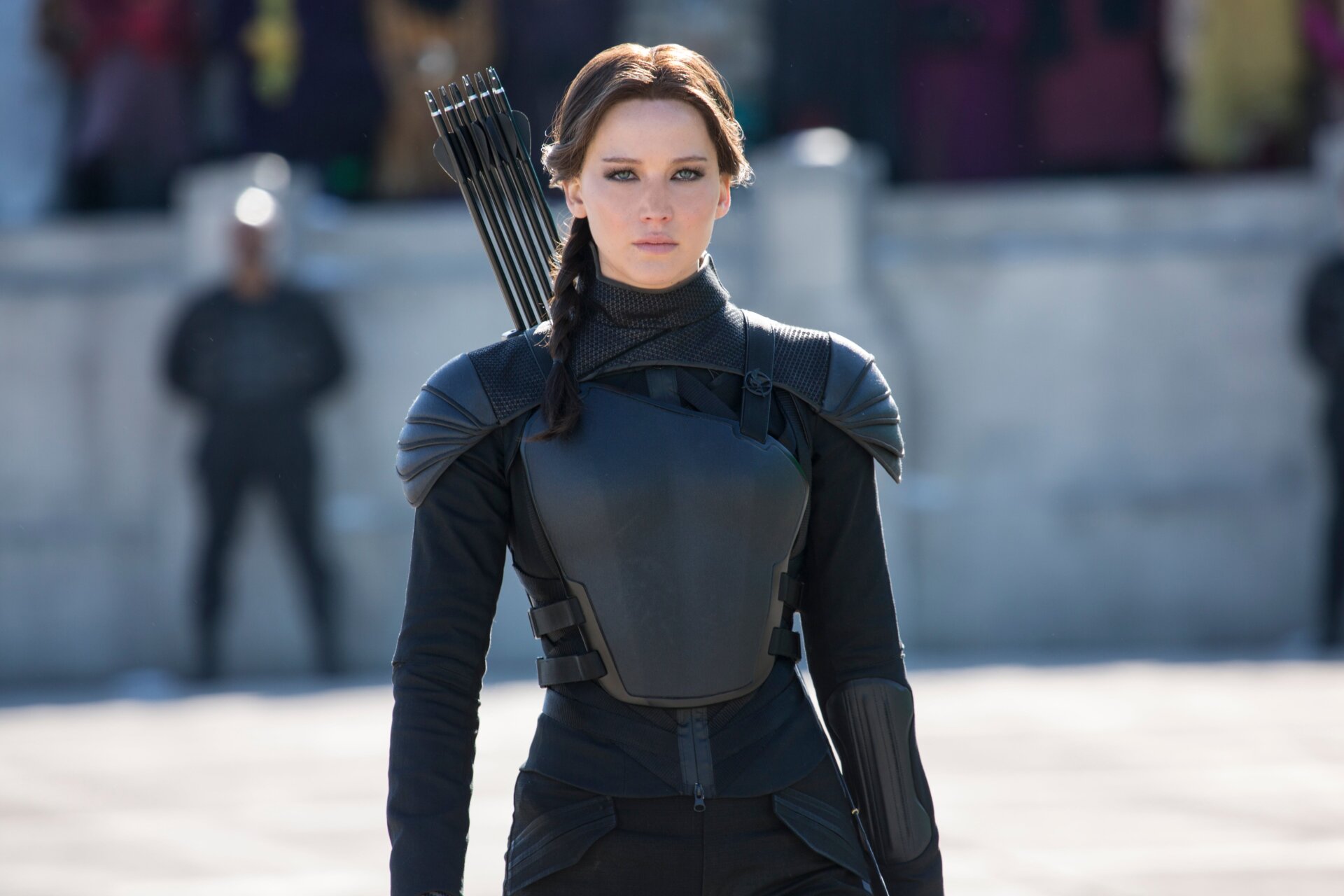 Jennifer Lawrence as Katniss Everdeen in Mockingjay Part 2