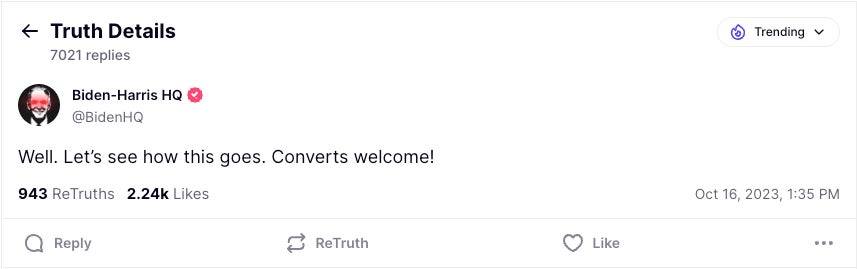 Biden’s first Truth.