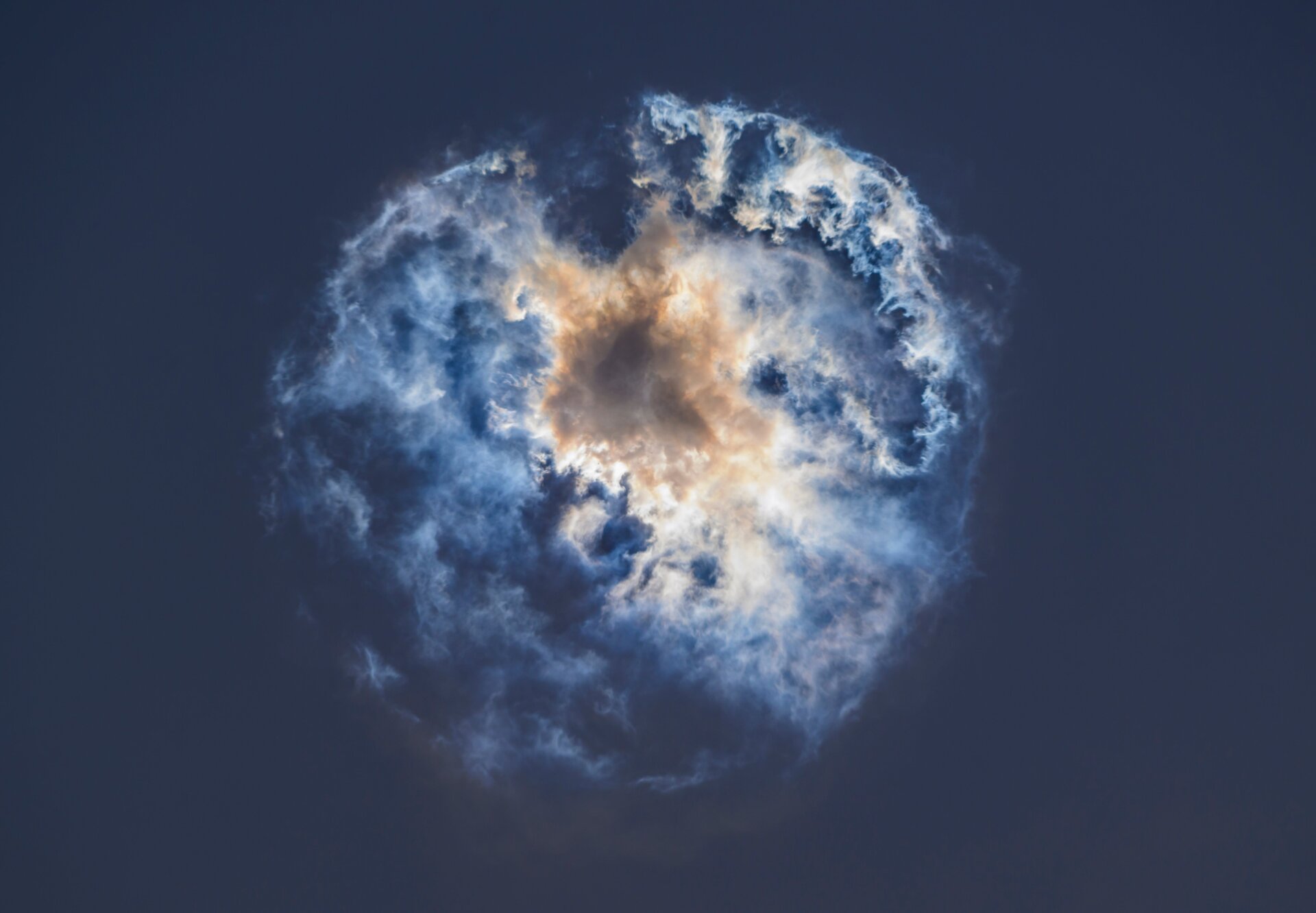 A view of the booster after it exploded. 