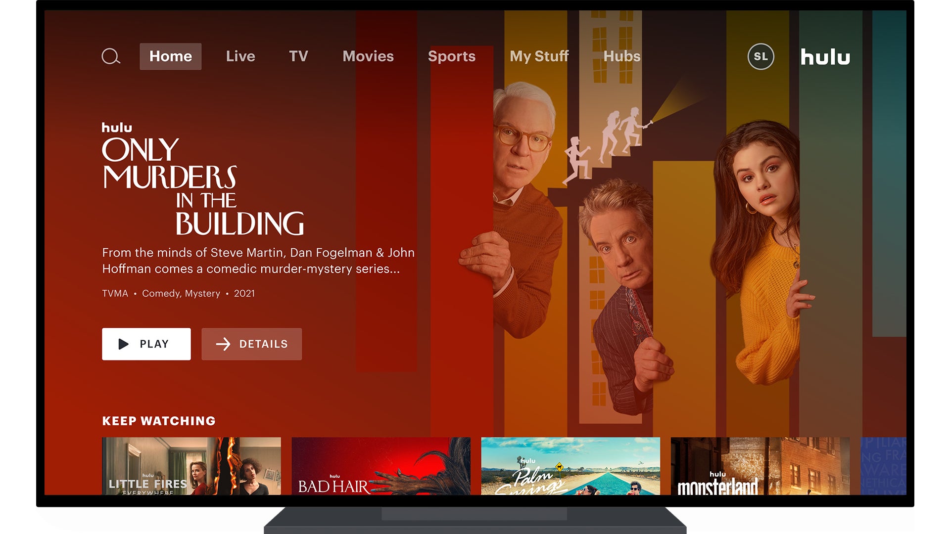Hulu’s home screen.