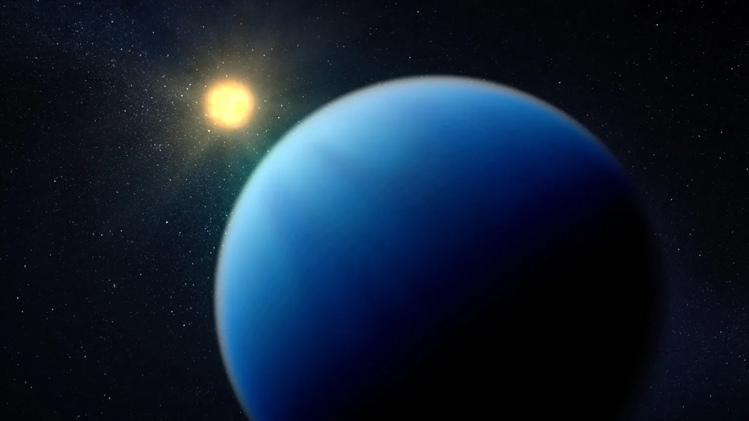 An artist’s impression of a sub-Neptune orbiting its host star.