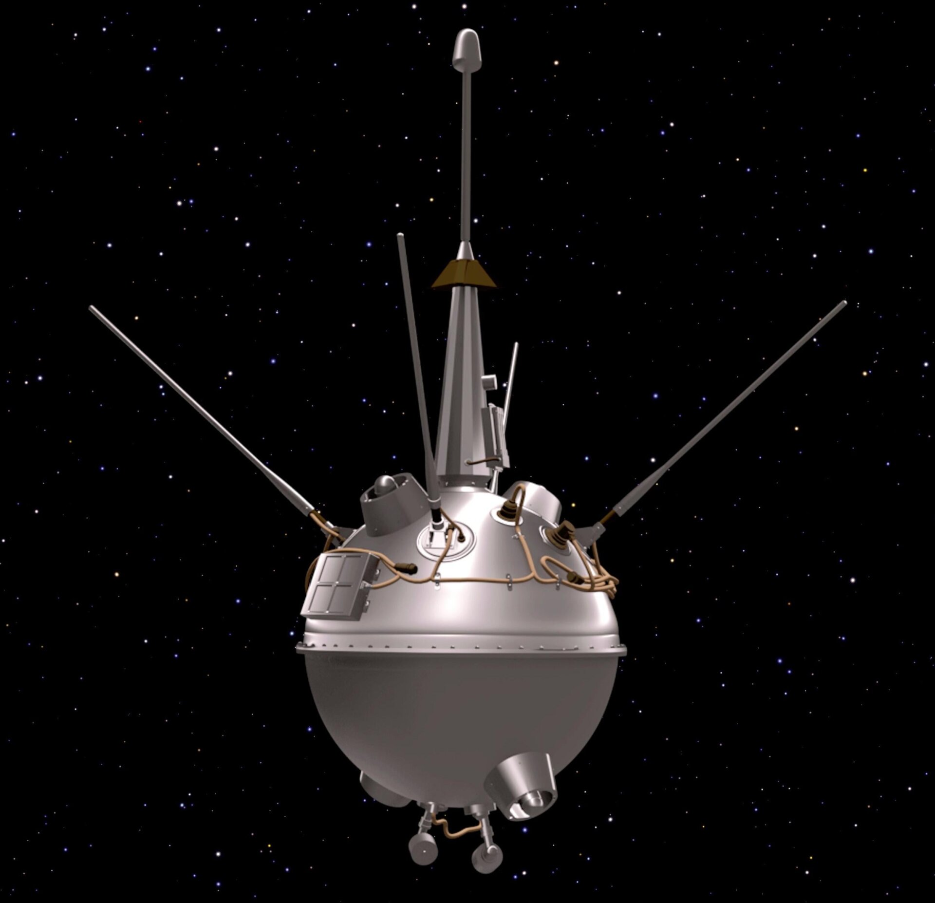 Artistic impression of the Luna 2 spacecraft. 