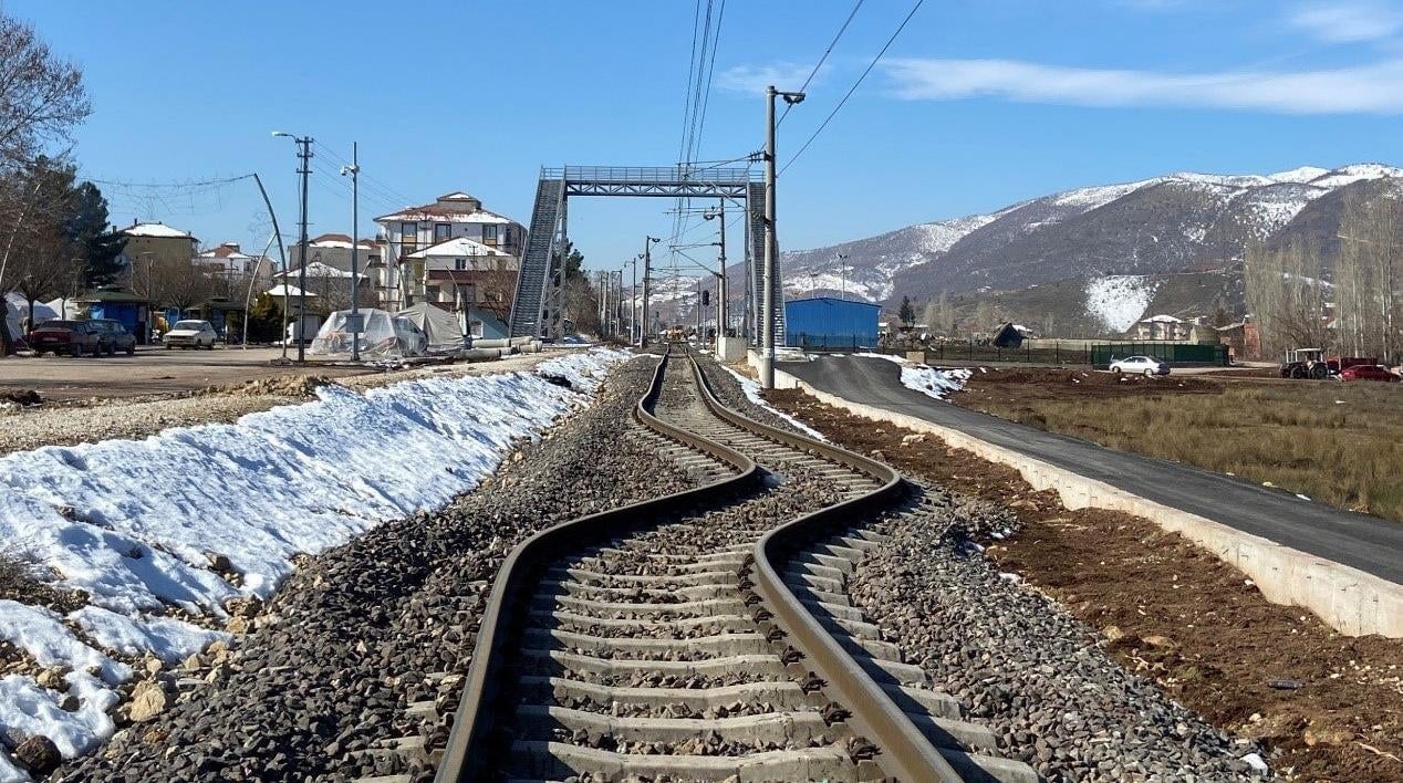 Train tracks bent by the earthquake in eastern Turkey.
