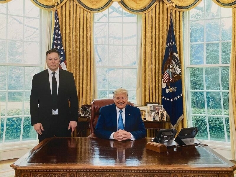 Elon Musk in an undated photo from the Oval Office that was shared by Donald Trump on Truth Social.