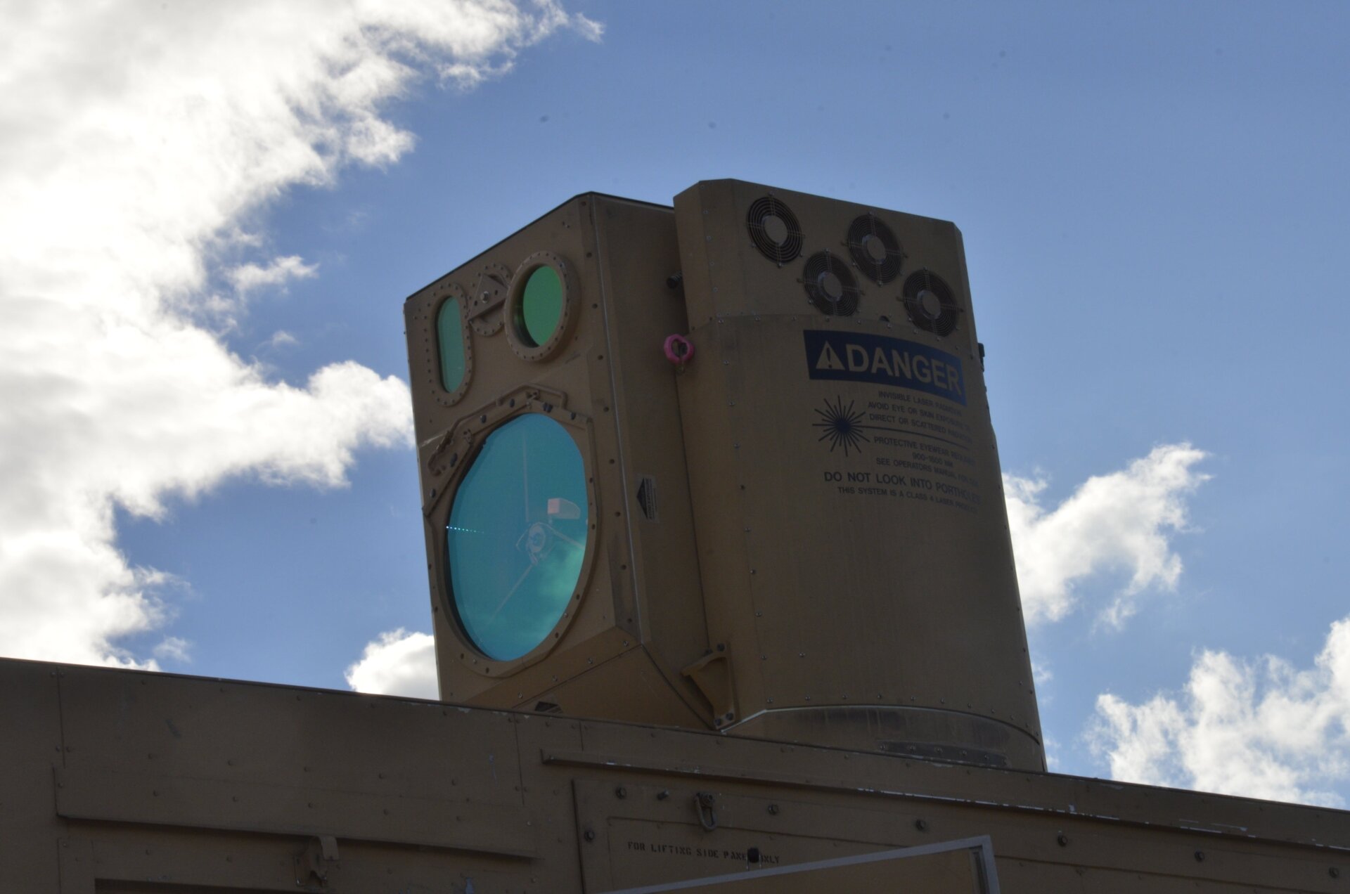 The HEL-MD laser system’s beam director at the White Sands Missile Range, New Mexico during tests in 2014.