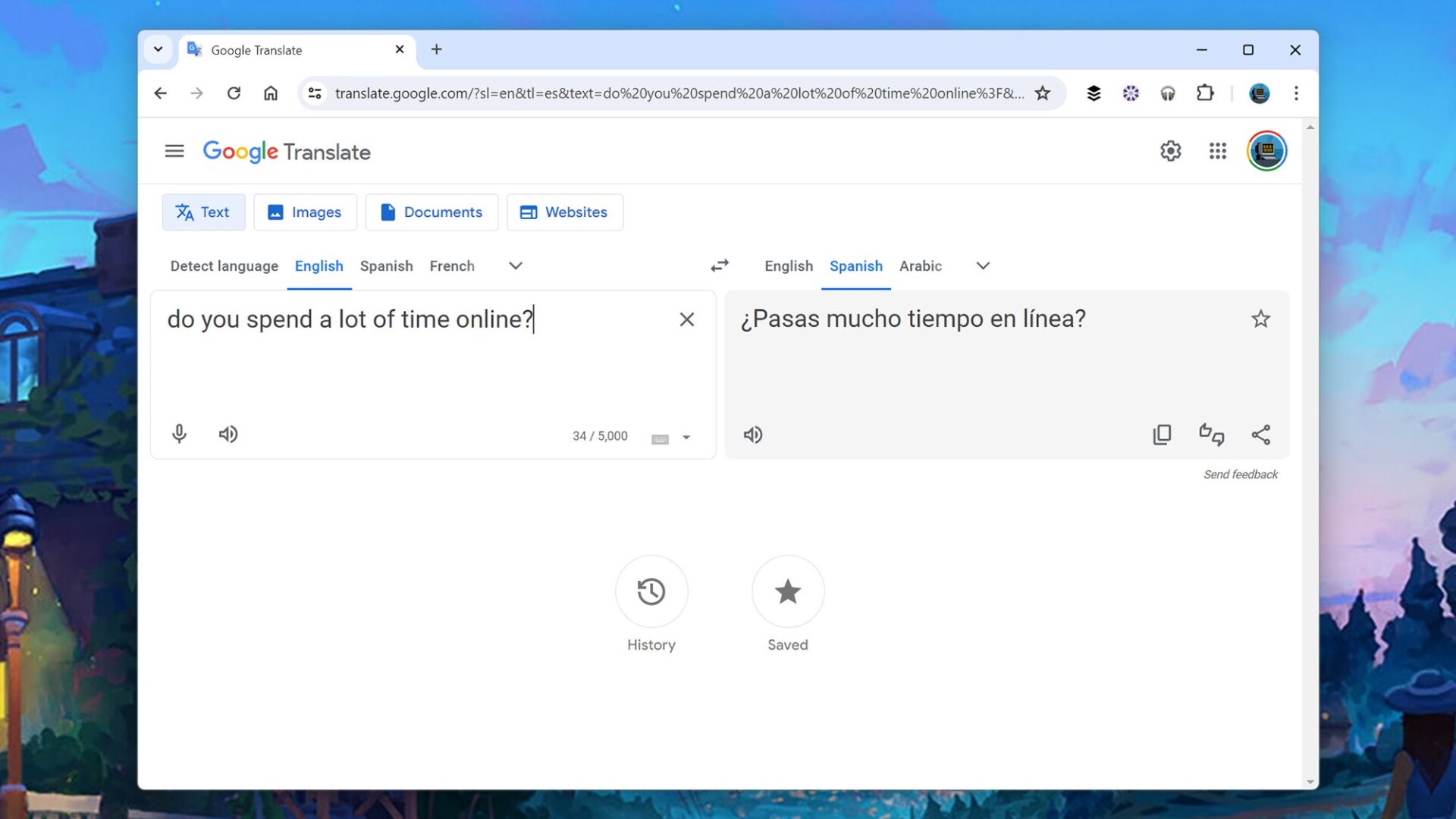 Screenshot: Google Translate