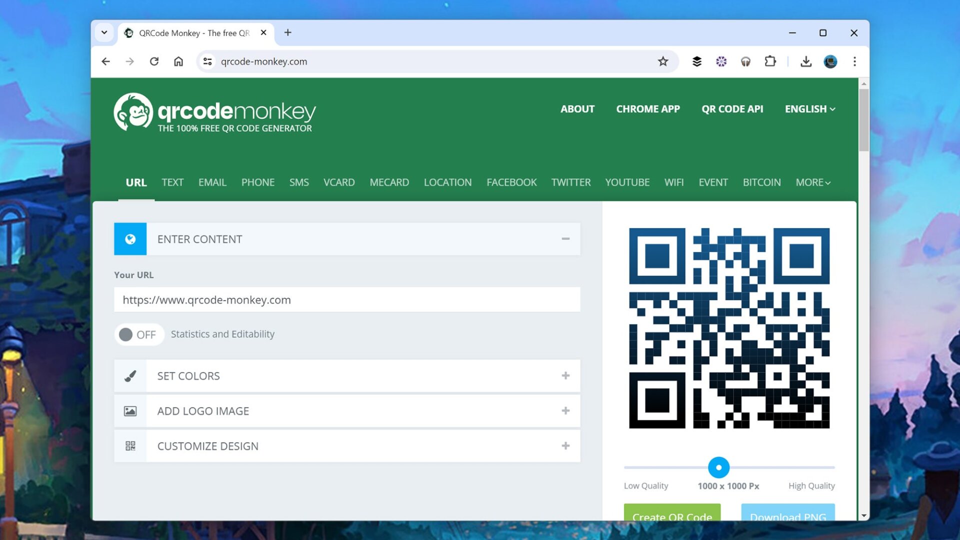 Screenshot: QRCodeMonkey