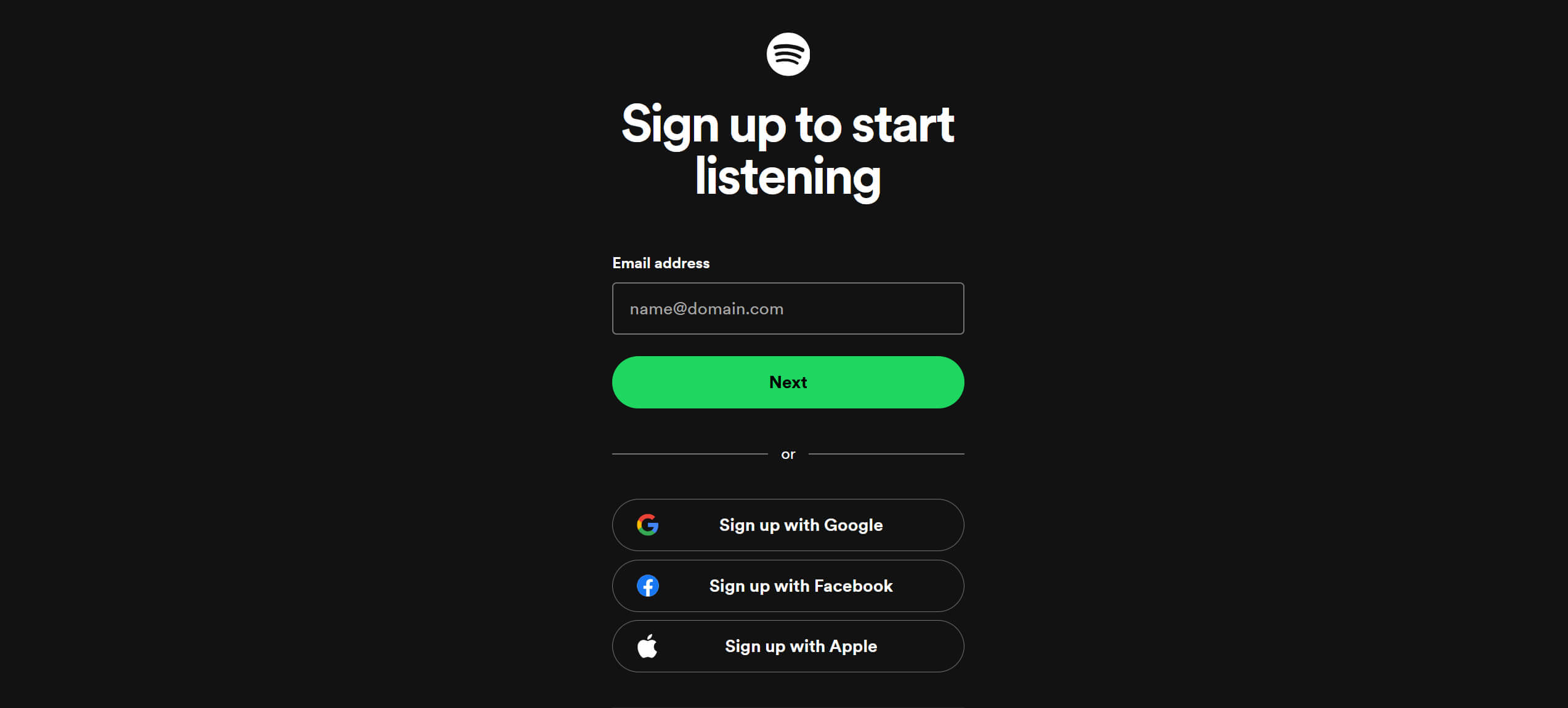 Spotify Sign Up Page