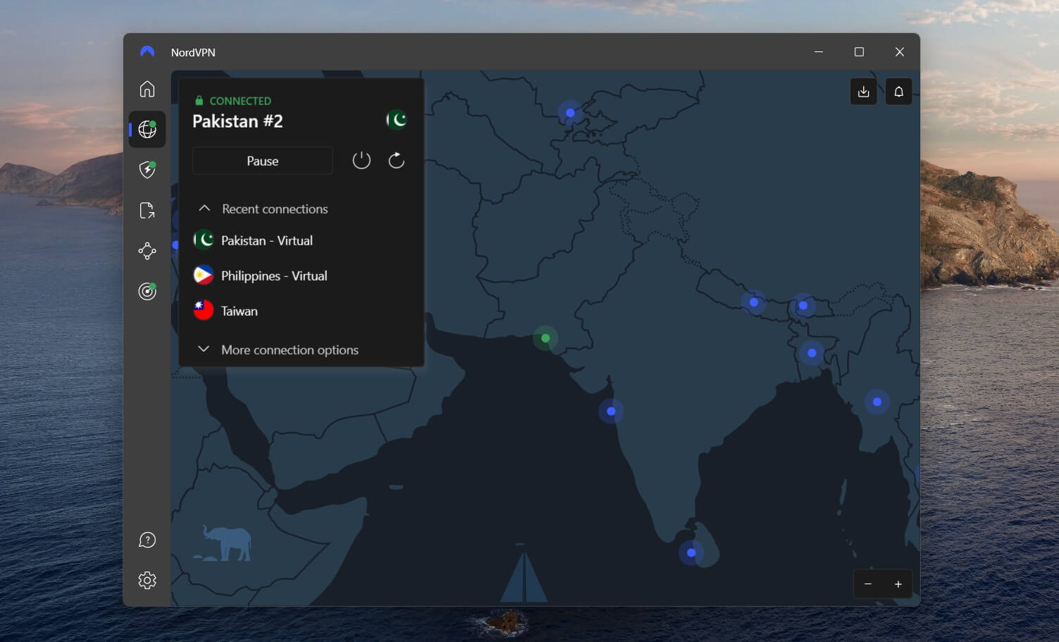 Connected To Pakistan Server Using Nordvpn