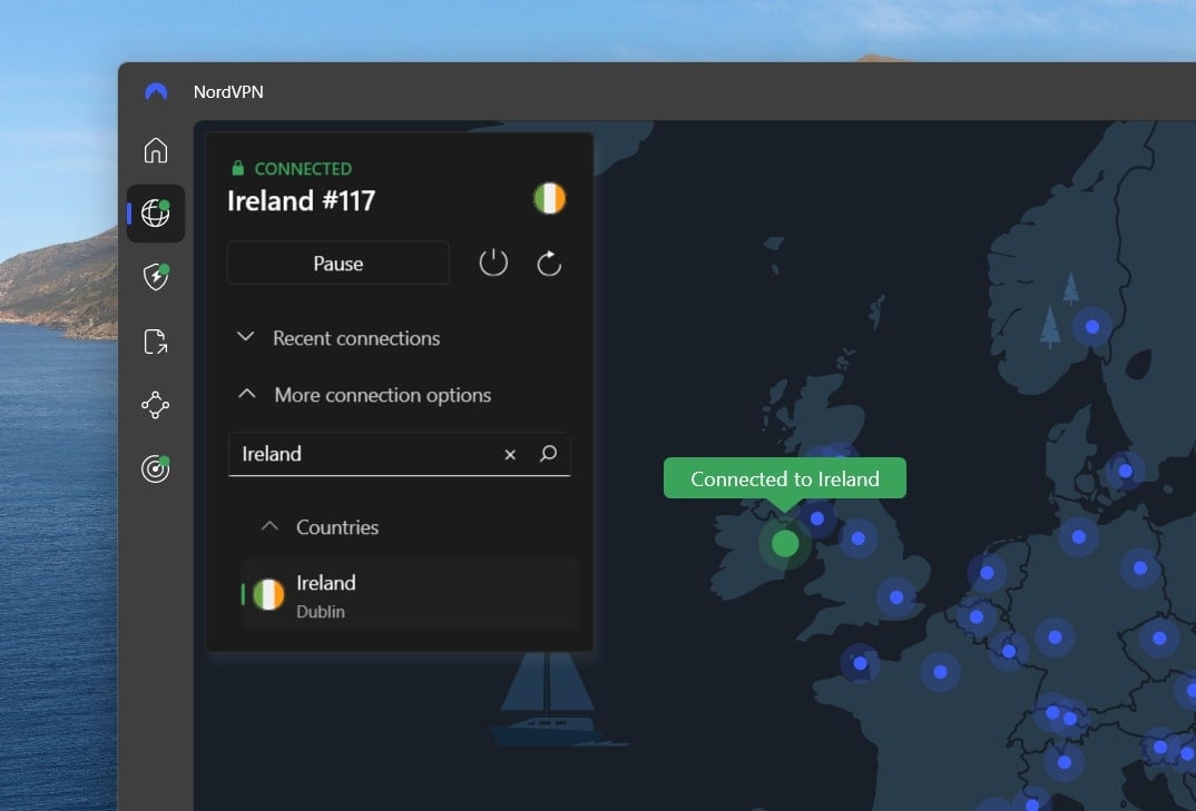 Connect To Ireland Server Using Nordvpn
