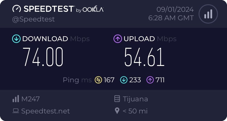 Speeds After Connecting To Mexico Server