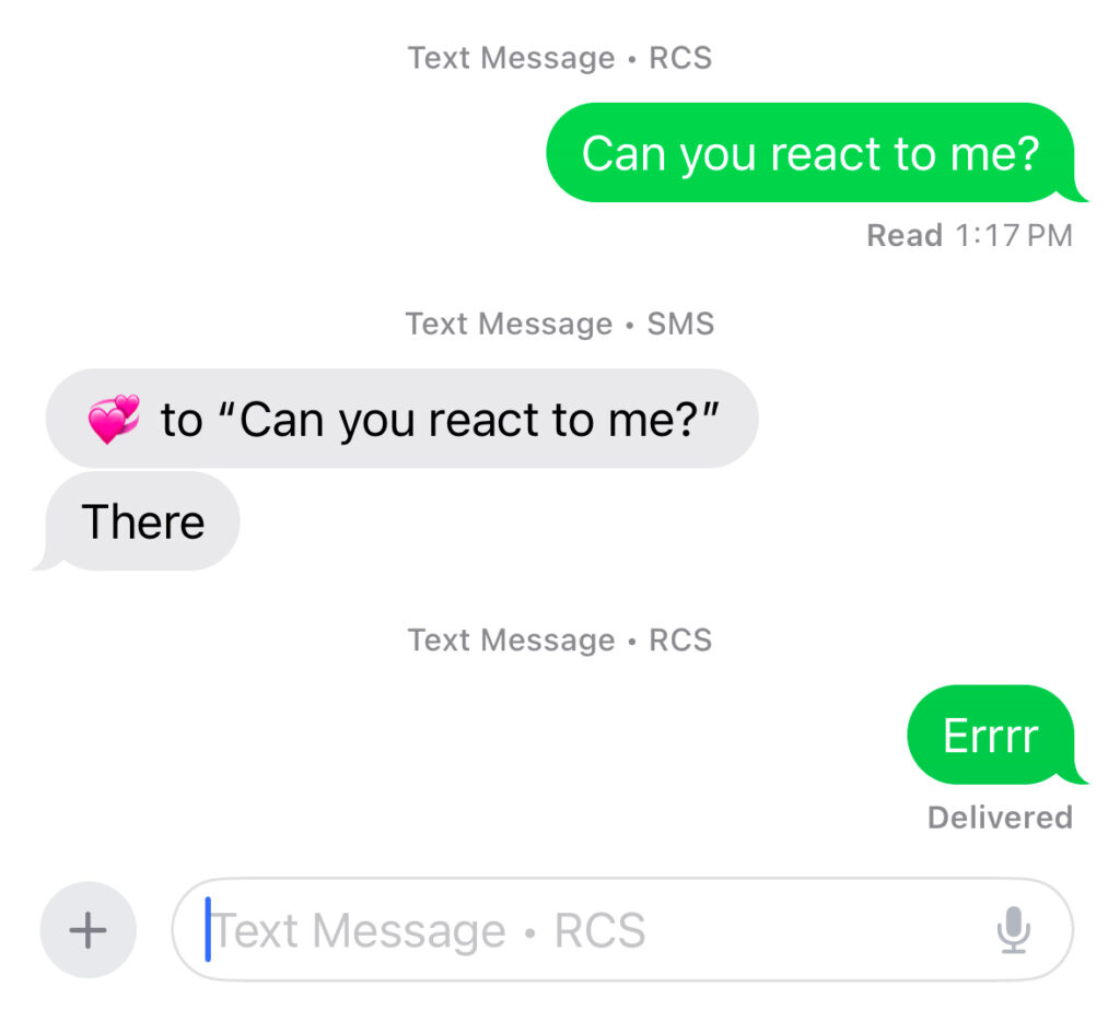 Ios Text Reaction Your Emoji Reacts Will Finally Work Correctly on RCS Texts From iPhone ...