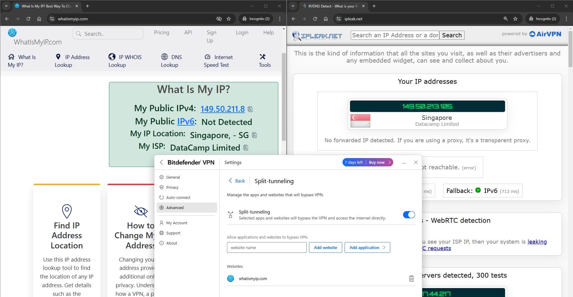 Website Split Tunneling Didn't Work On Bitdefender