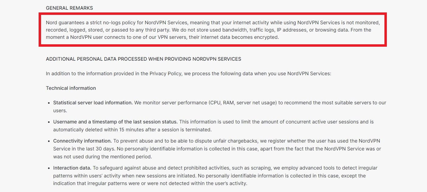 Nordvpn No Log Policy