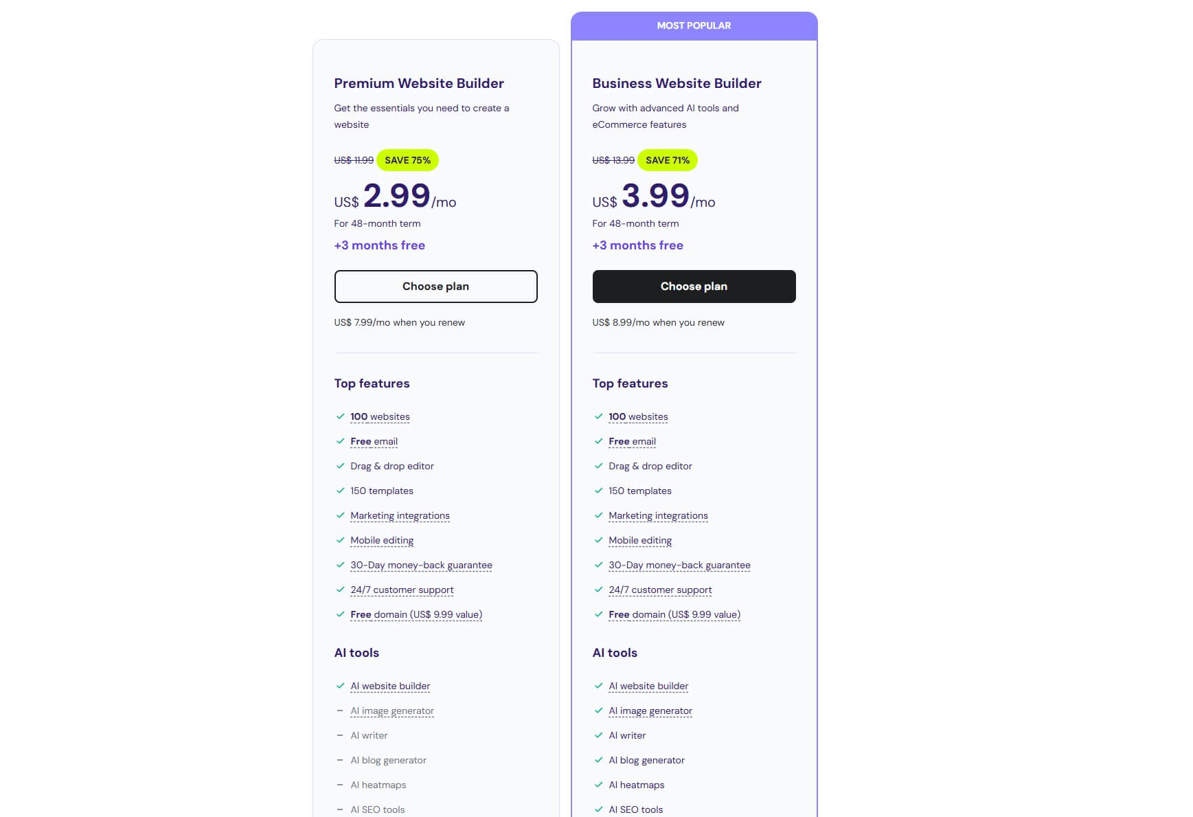 Hostinger Pricing Website Builder