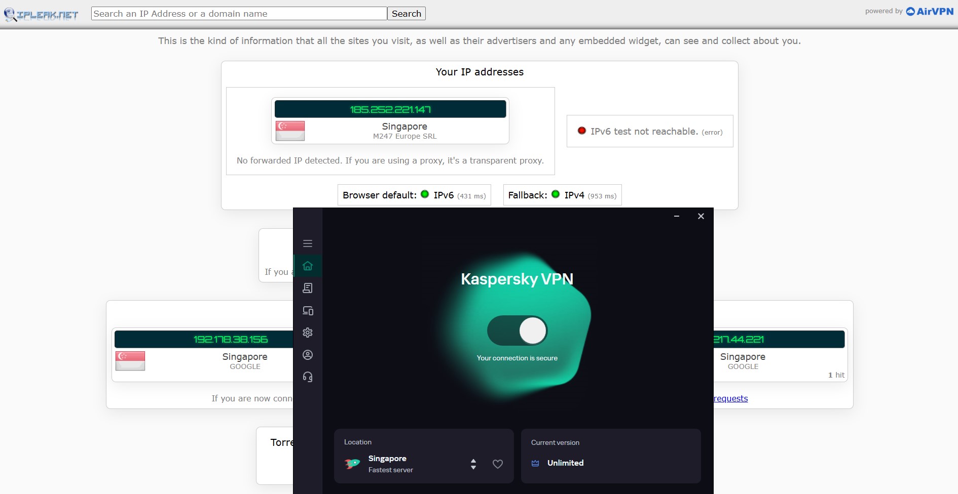 Kaspersky Ip Leak Test