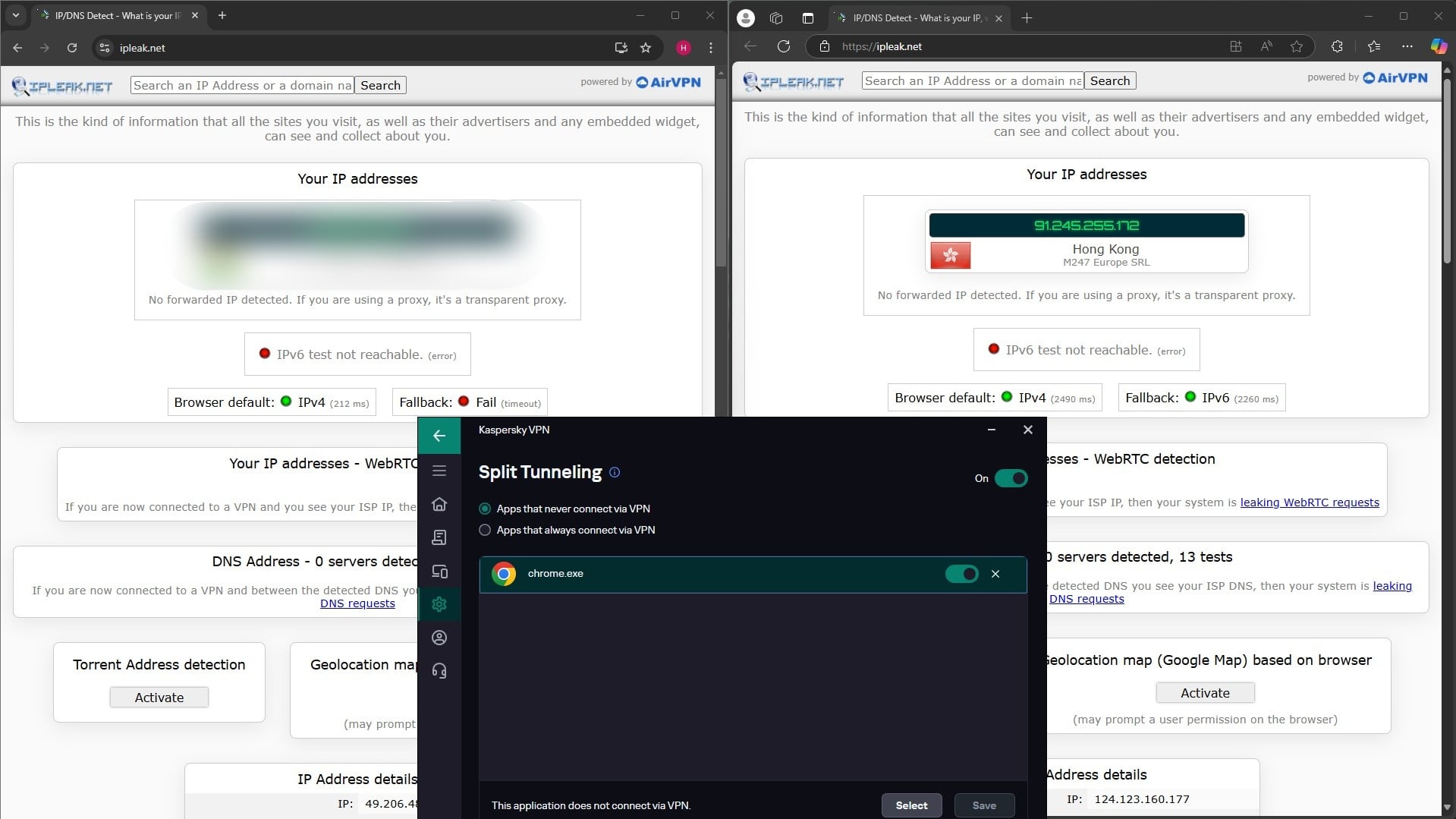 Kaspersky Split Tunneling