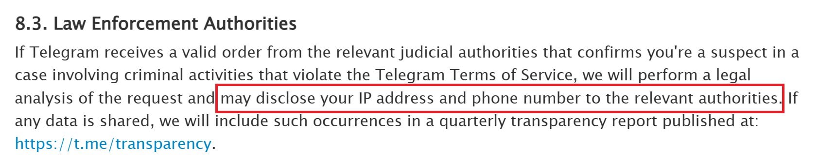 Telegram Privacy Policy