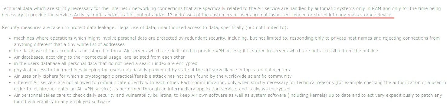 Airvpn Log Policy