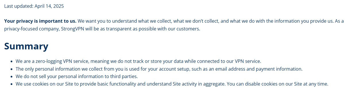 Strongvpn Log Policy