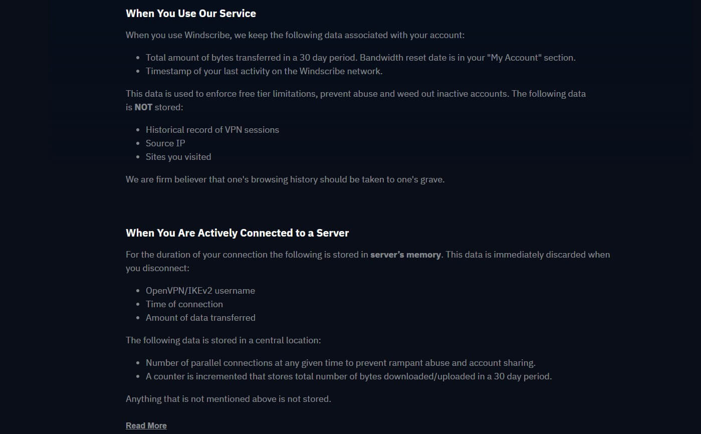Windscribe Log Policy Update