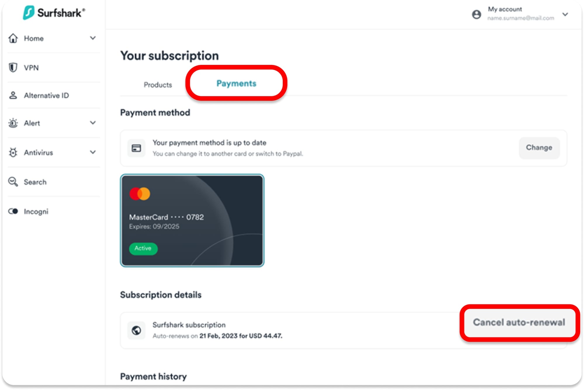 Surfshark Cancel Auto Renewal