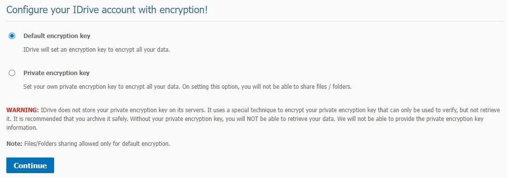Idrive Encryption Key