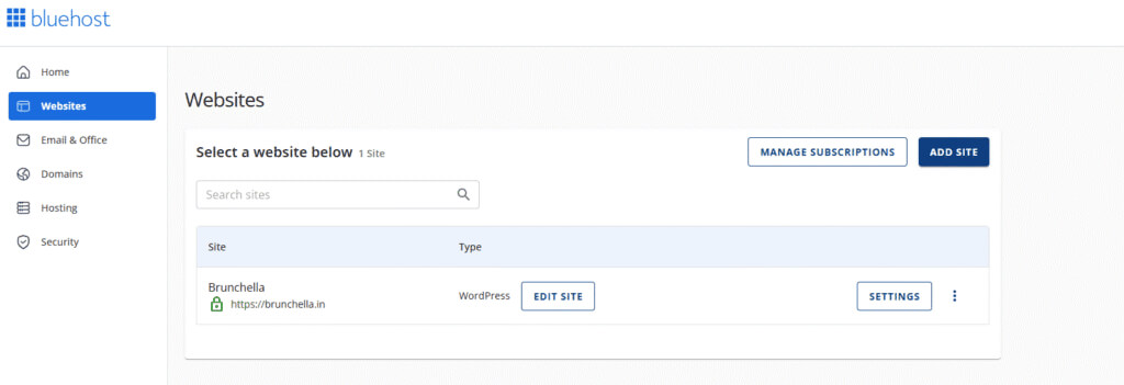 Bluehost Control Panel