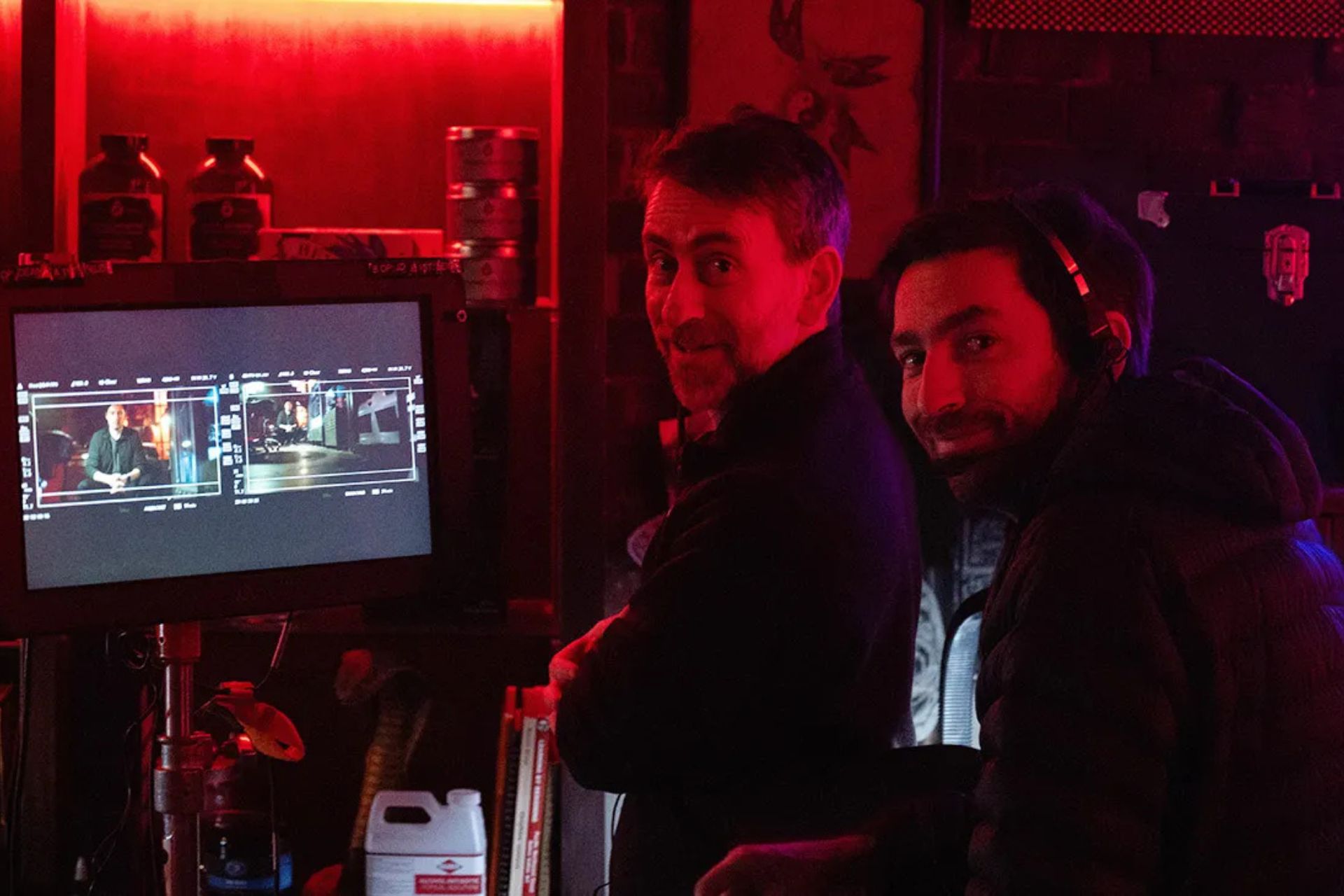 Zach Lipovsky and Adam Stein on the set of 'Final Destination Bloodlines.'