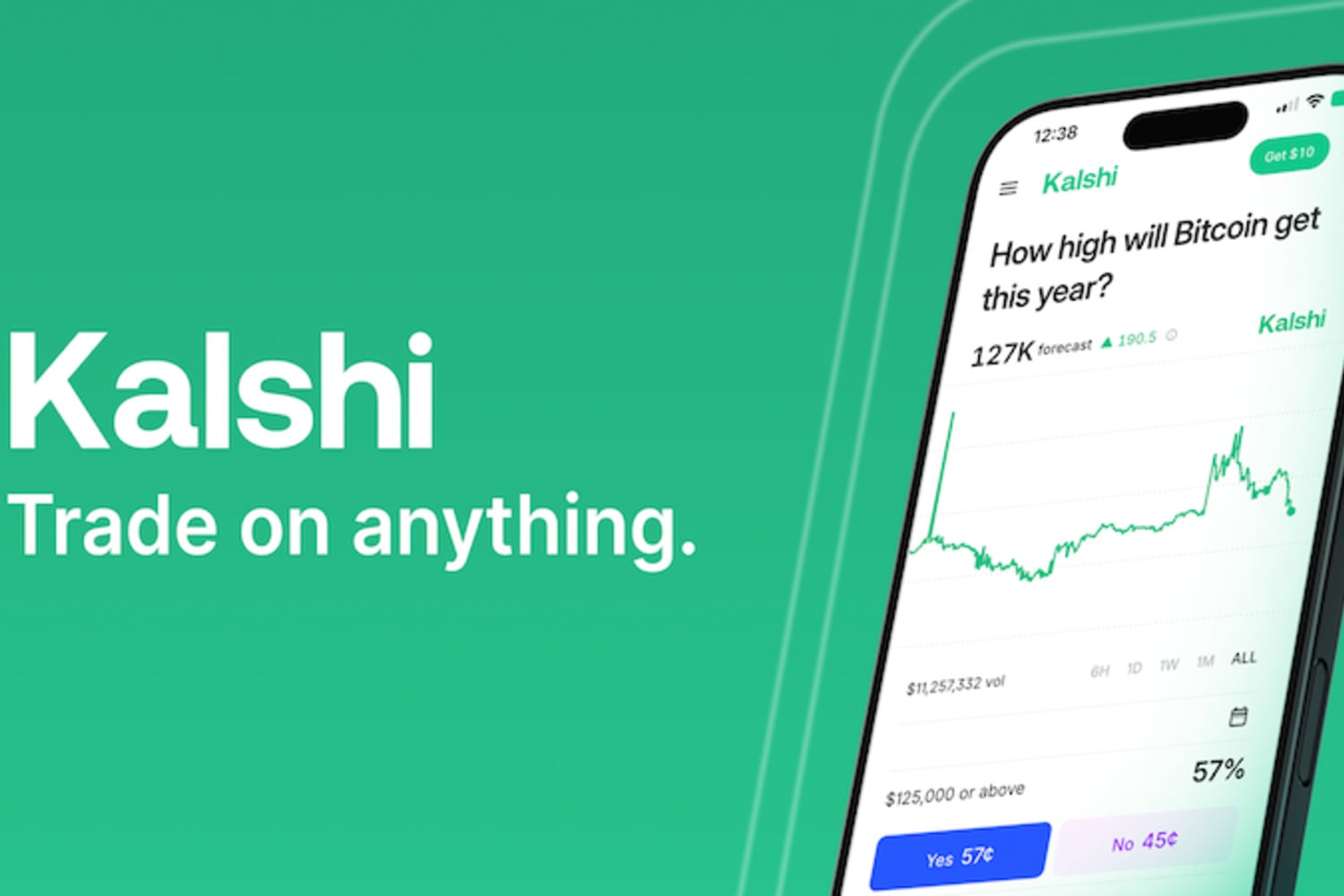 Kalshi promotional image with the tagline 'Trade on anything'
