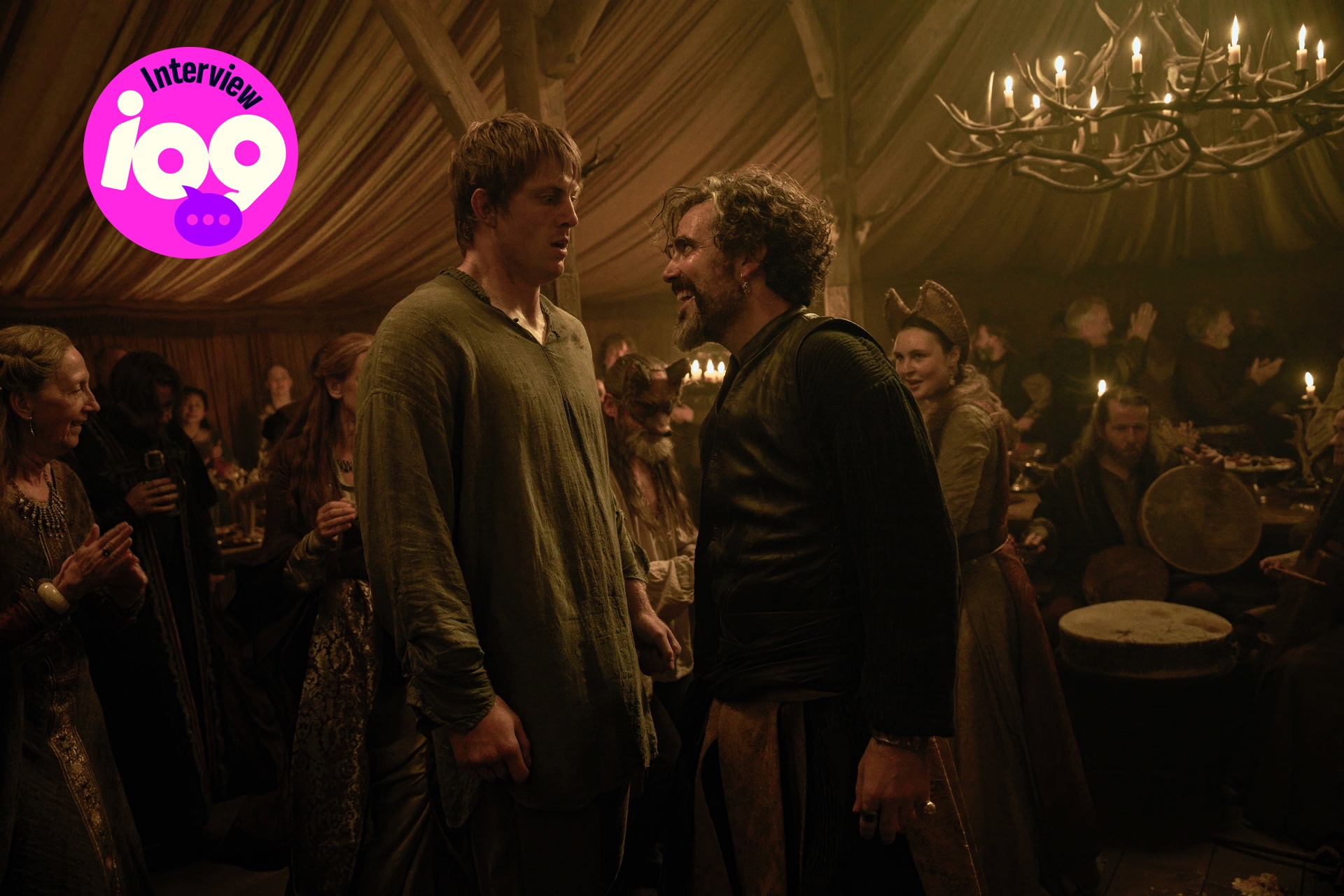 Dunk (Peter Claffey) and Ser Lyonel Baratheon (Daniel Ings) make merry in the season premiere.