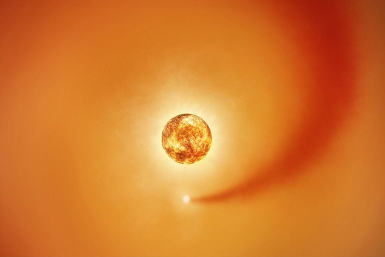 An artist's rendering of Betelgeuse and its Companion Star