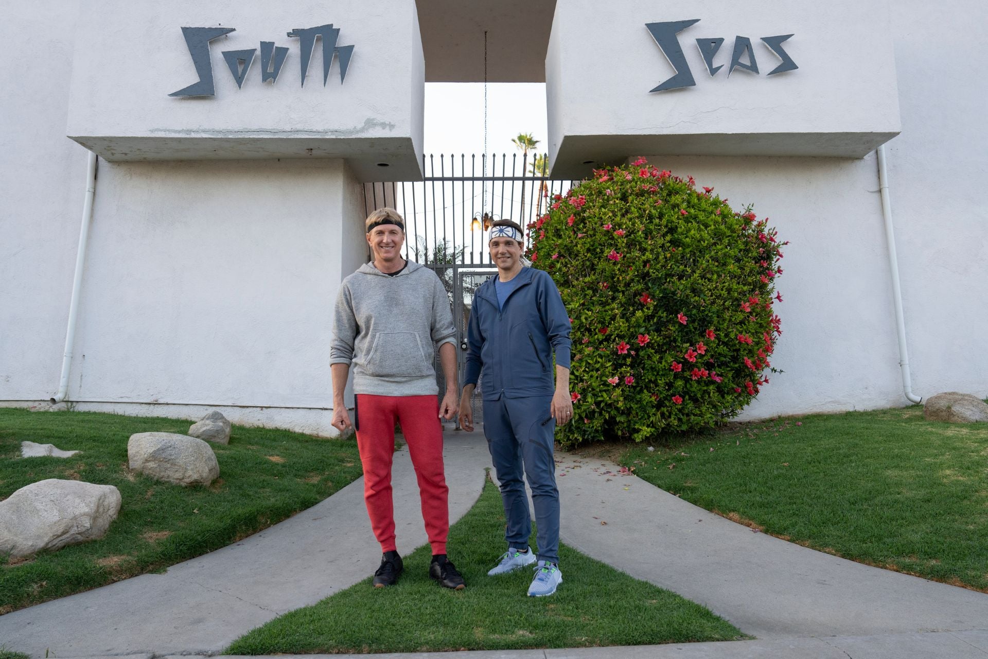 Ralph Macchino and William Zabka back at the place it all began while filming 'Cobra Kai.'