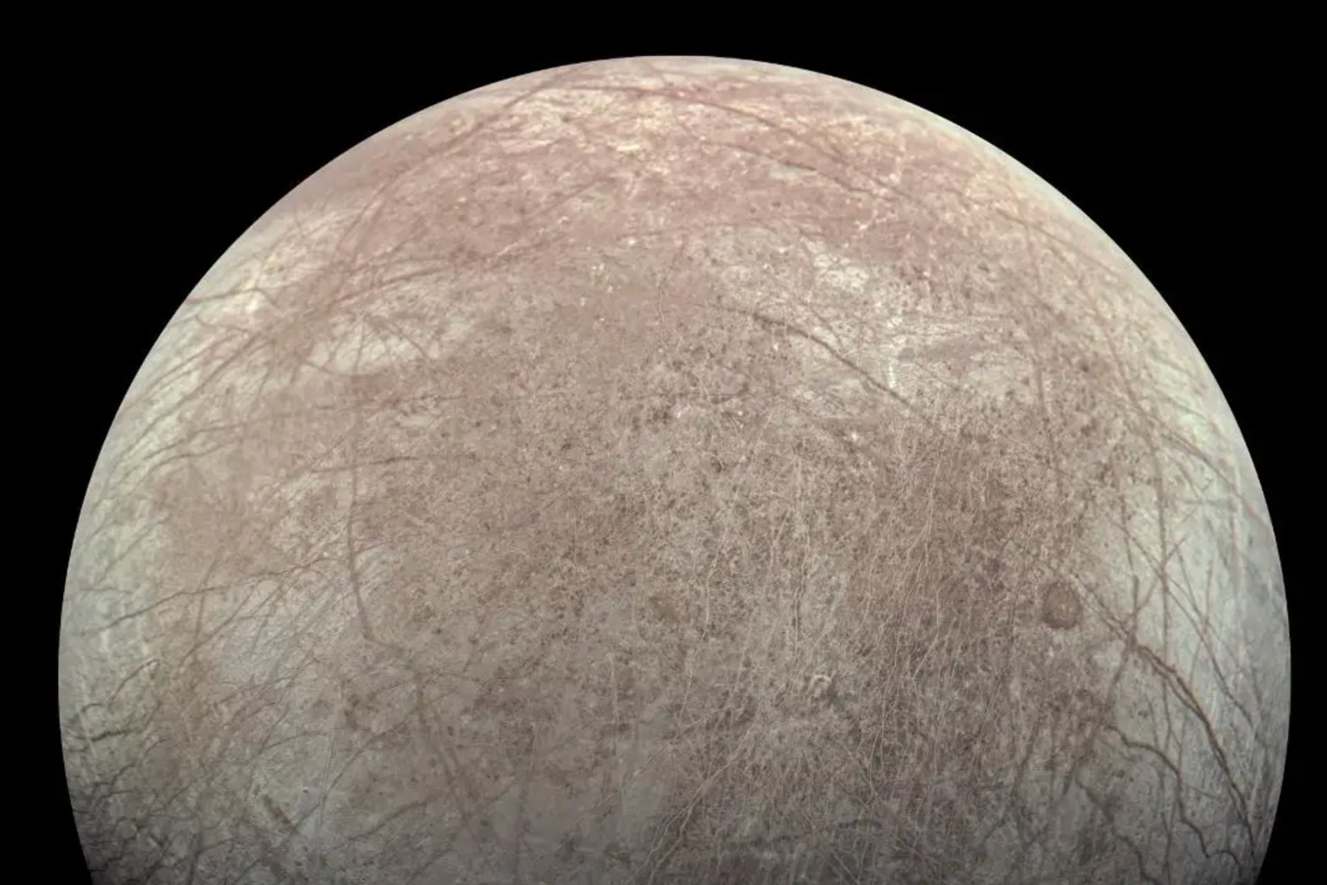 Europa as captured by Juno in its 2022 flyby.