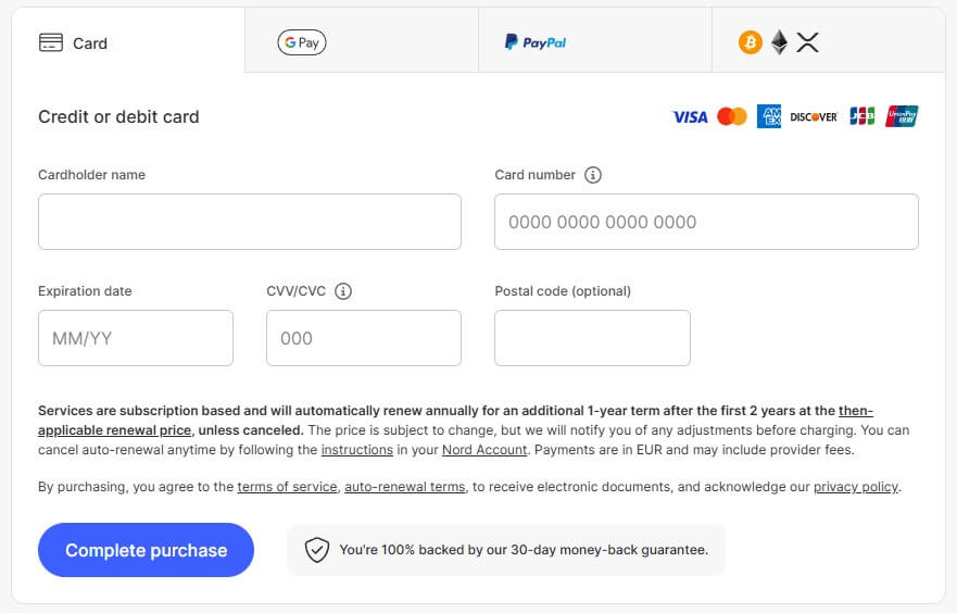Nordvpn Payment Methods