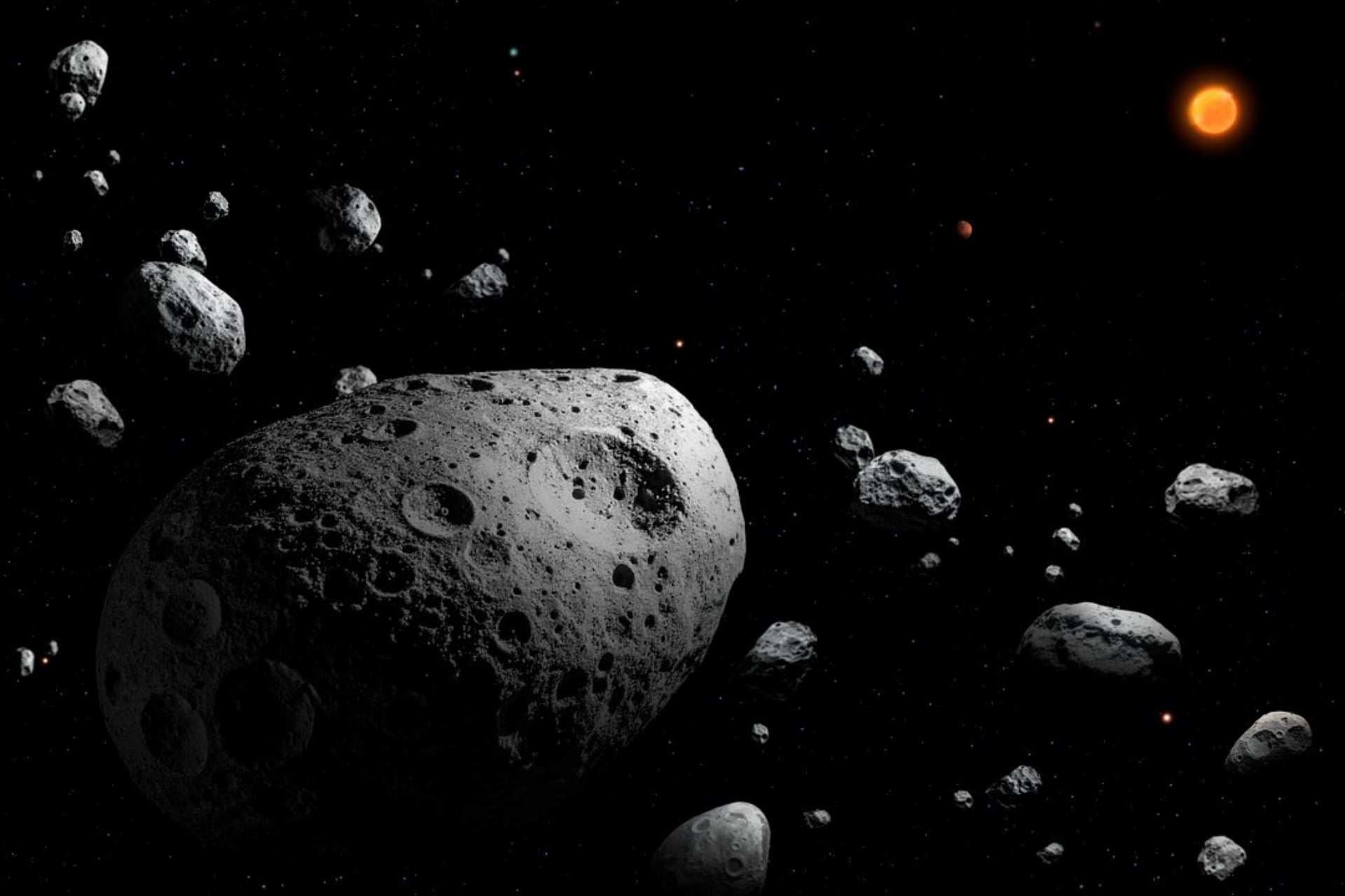 asteroid 2025 MN45, an artistic representation.