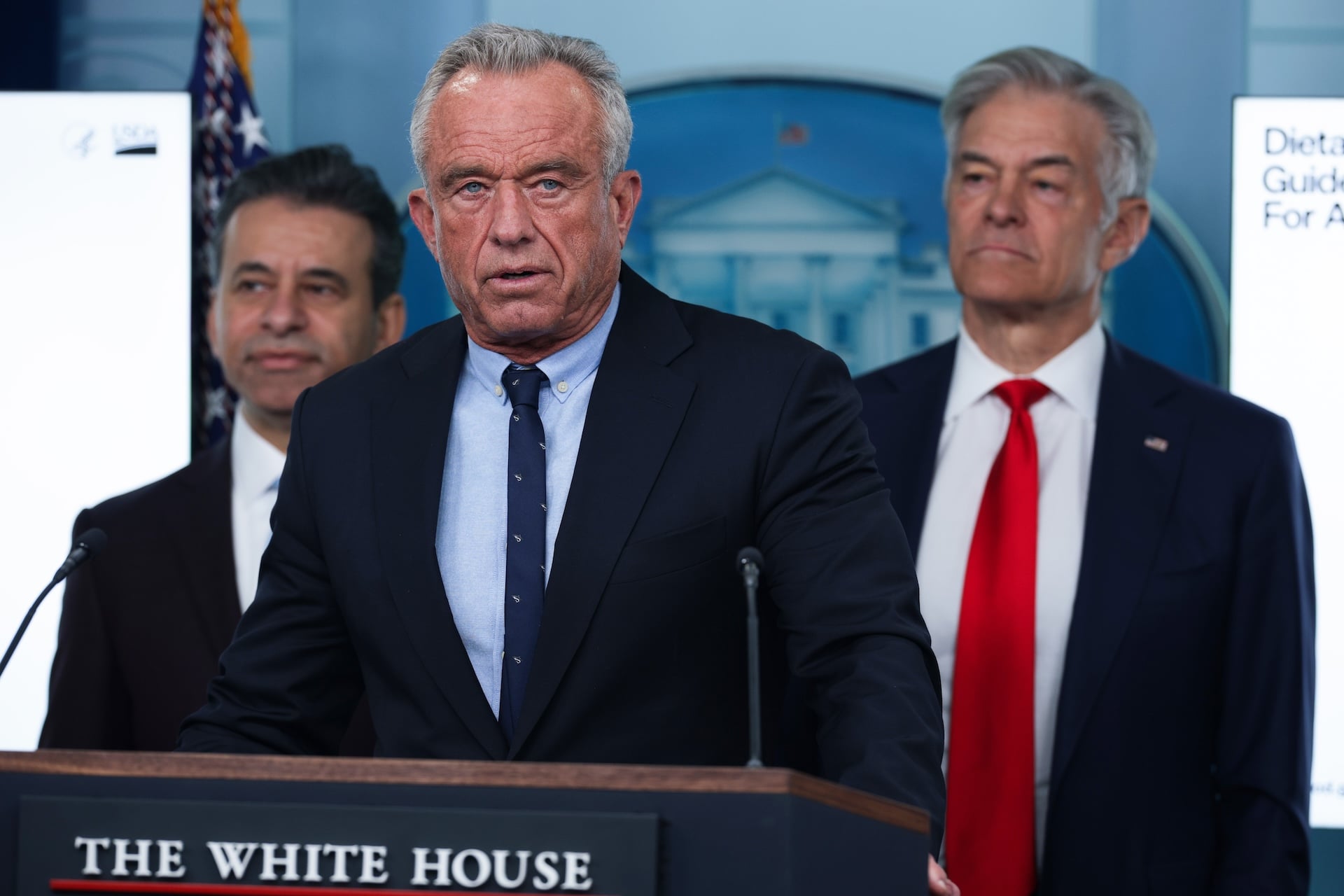 U.S. Secretary of Health and Human Services Robert F. Kennedy Jr. speaks during a news briefing in the James S. Brady Press Briefing Room of the White House on January 07, 2026 in Washington, DC. 