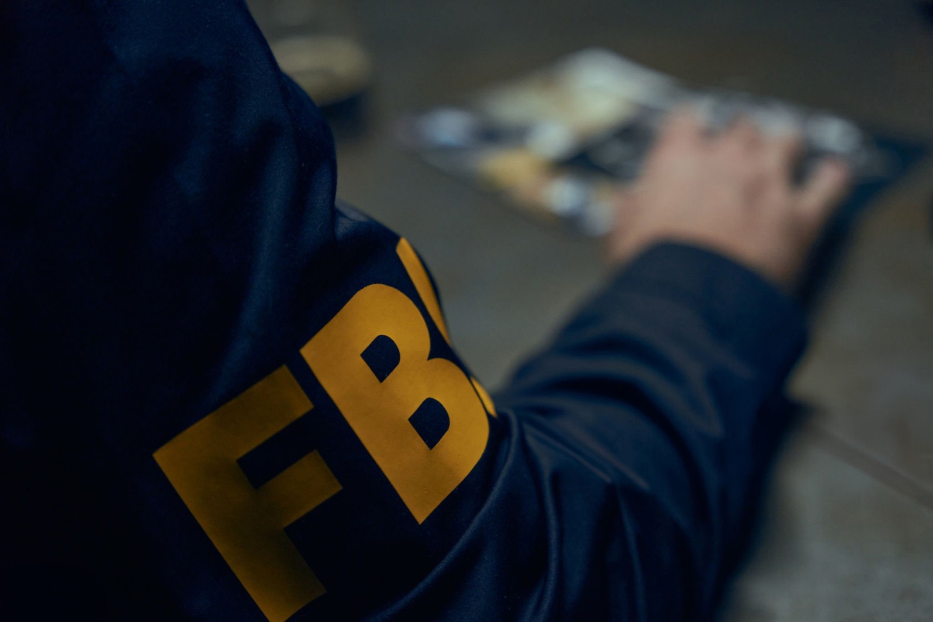 Close up on the FBI sign on a uniform