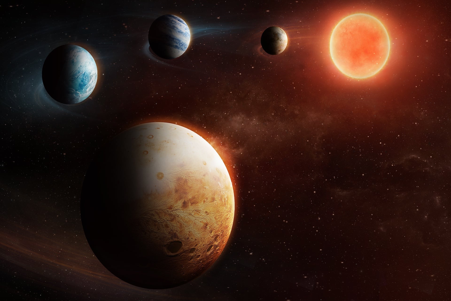 An illustration of the planetary system around the Star LHS 1903.