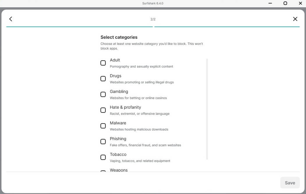 Surfshark Web Content Blocker