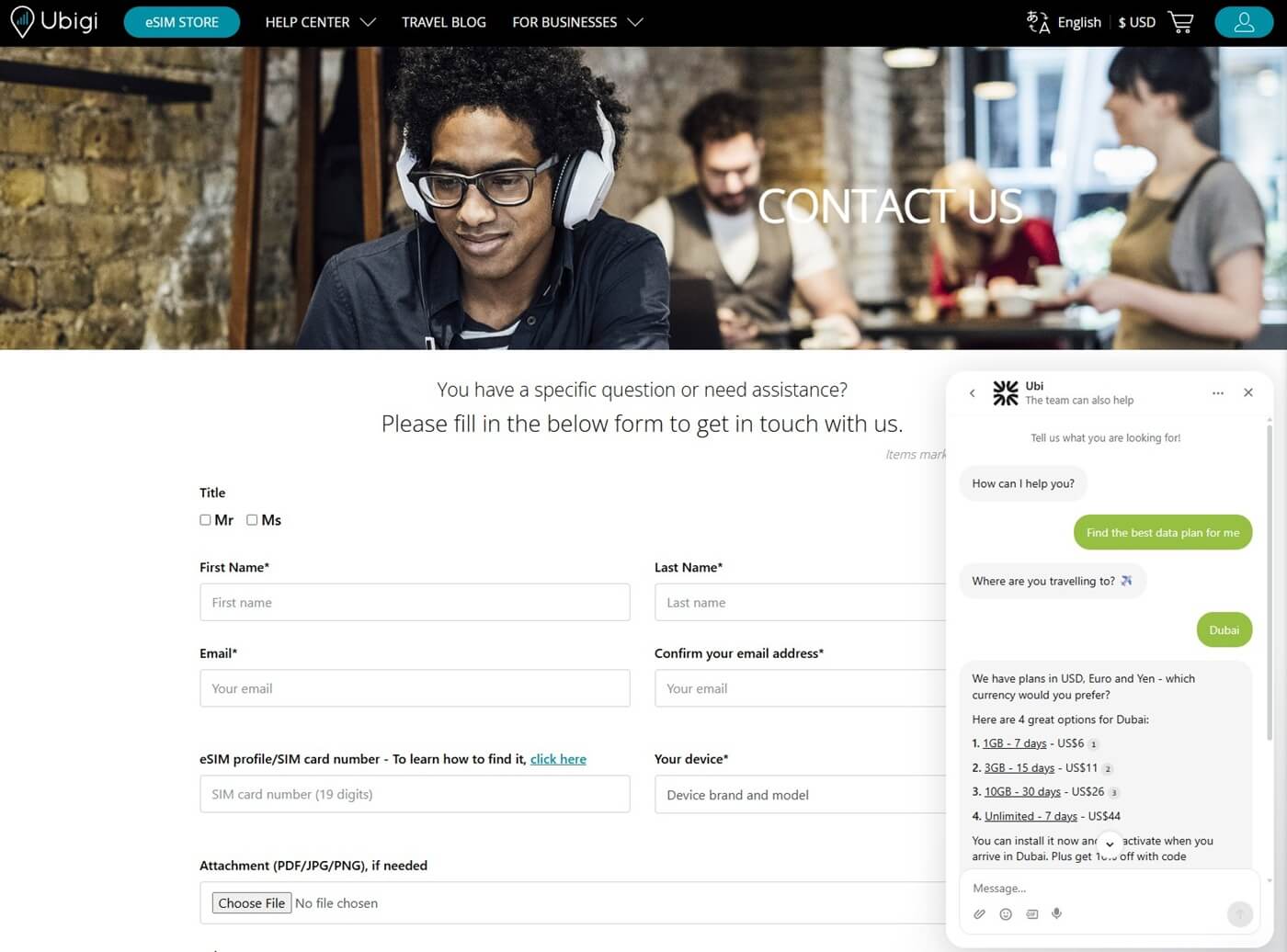Ubigi Customer Support