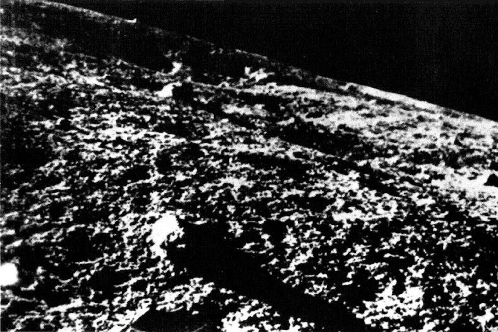 The Soviet Union's Luna 9 snapped the first image of the lunar surface in February 1966.