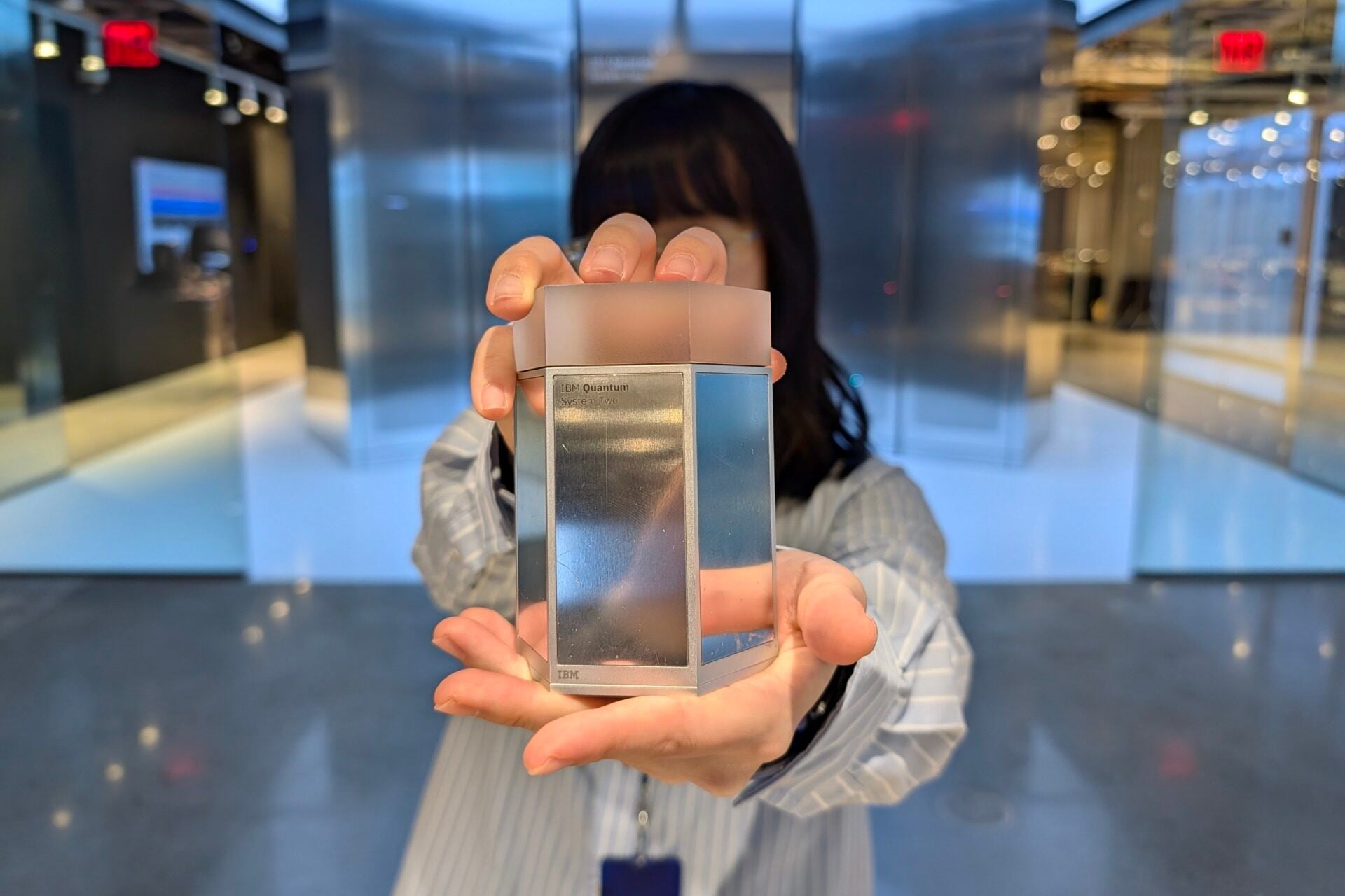 A miniature of IBM Quantum System Two.