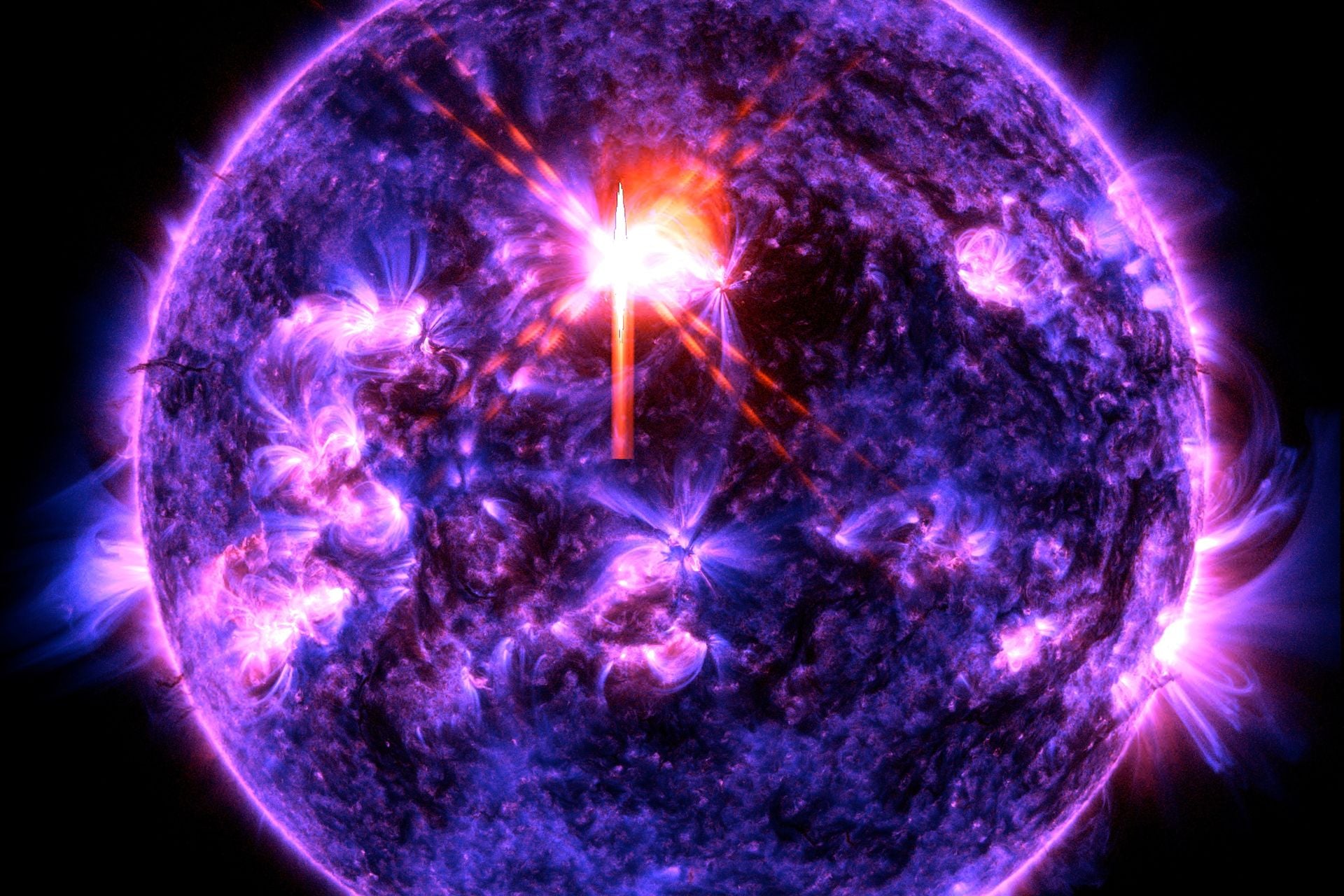 NASA’s Solar Dynamics Observatory captured this image of an X4.2 solar flare that peaked at 7:13 a.m. ET on Wednesday, February 4