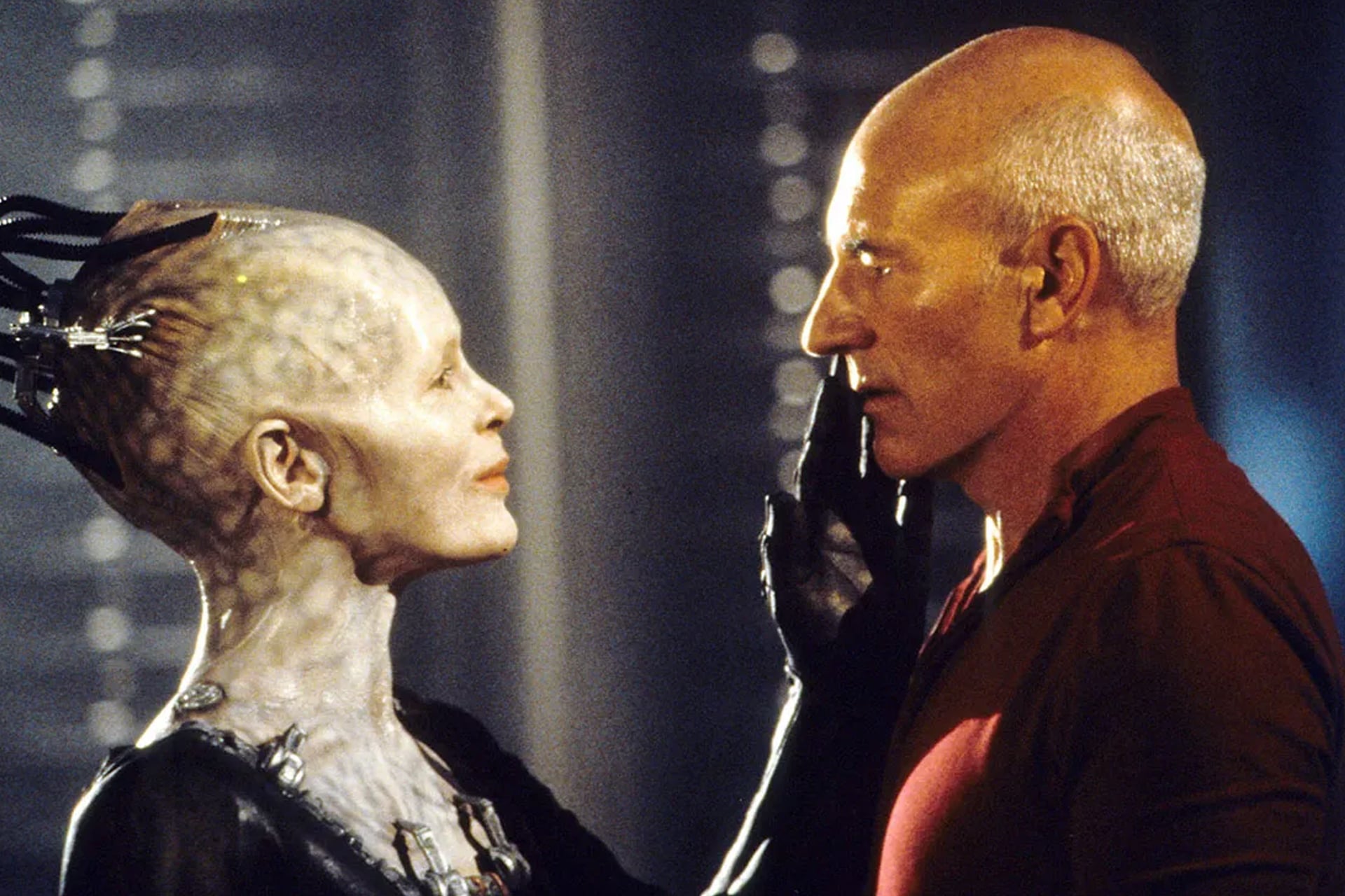 The Borg Queen and Captain Picard.