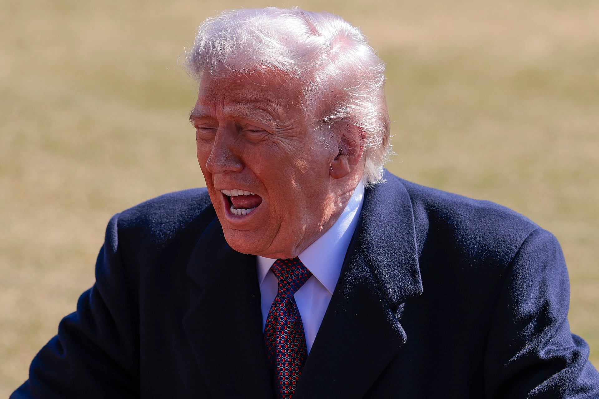 President Donald Trump stops to speak to the media as he departs on Marine One on the South Lawn of the White House on February 27, 2026 in Washington, DC. 