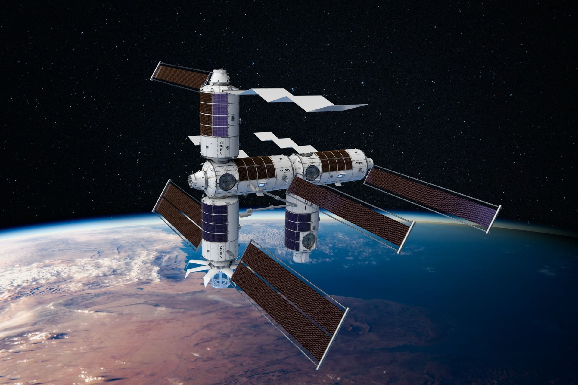 A digital rendering of the completed Axiom Station