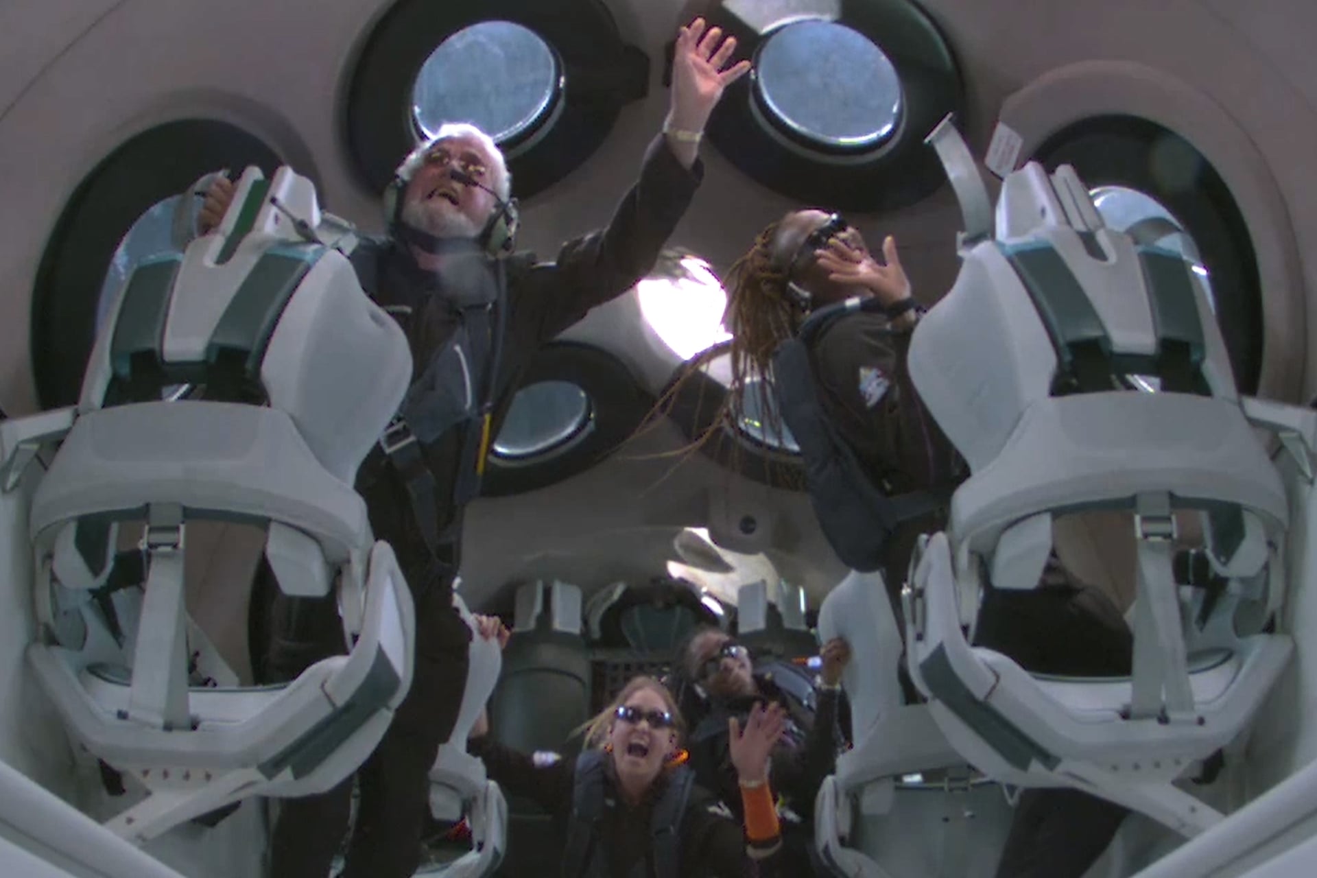 The crew of the Galactic 02 mission in August 2023.